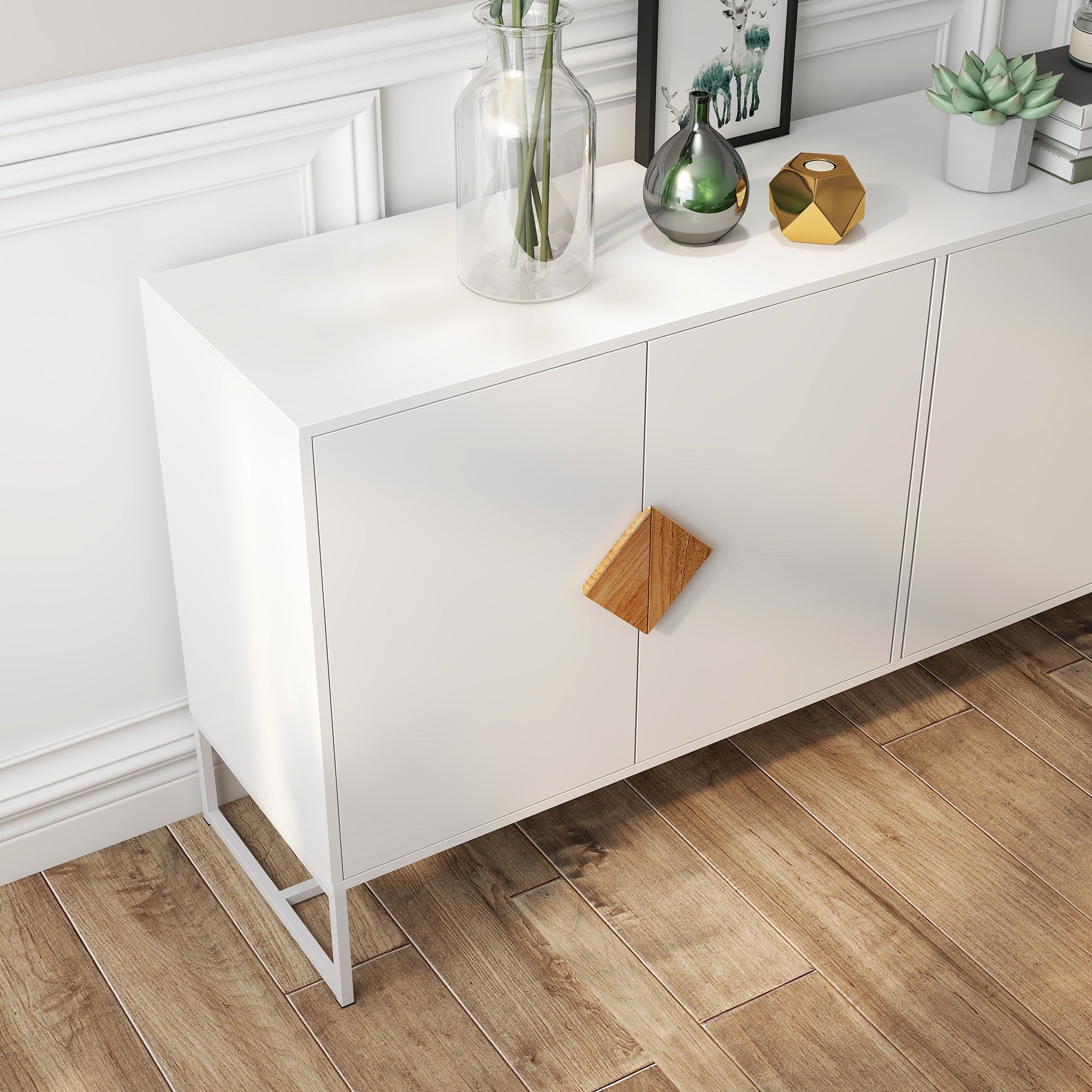 Logidon Wit Dressoir 160 cm met 4 deuren en dubbele opbergruimte