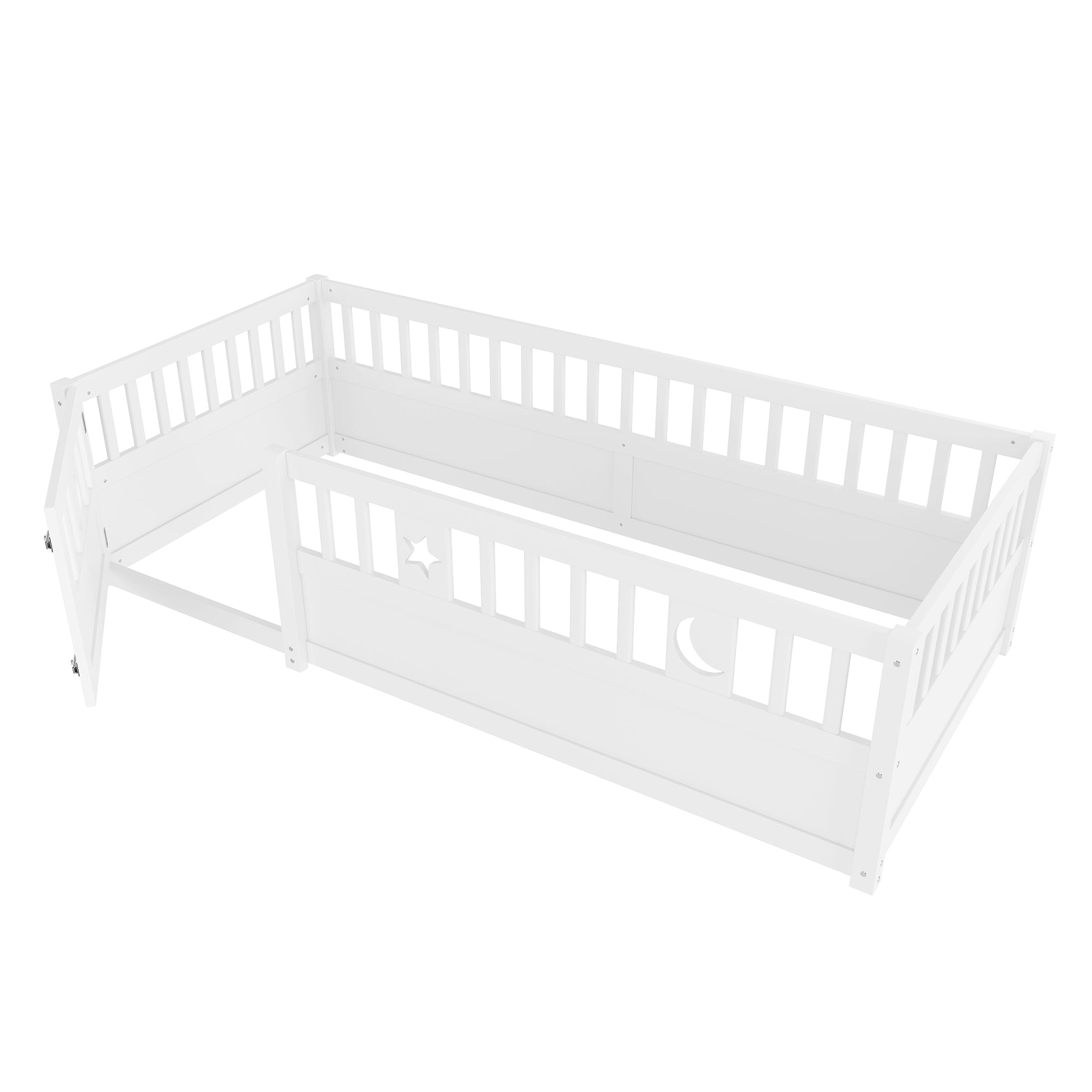 Logidon paneelbed 90x190 cm wit met raster ster maan decor