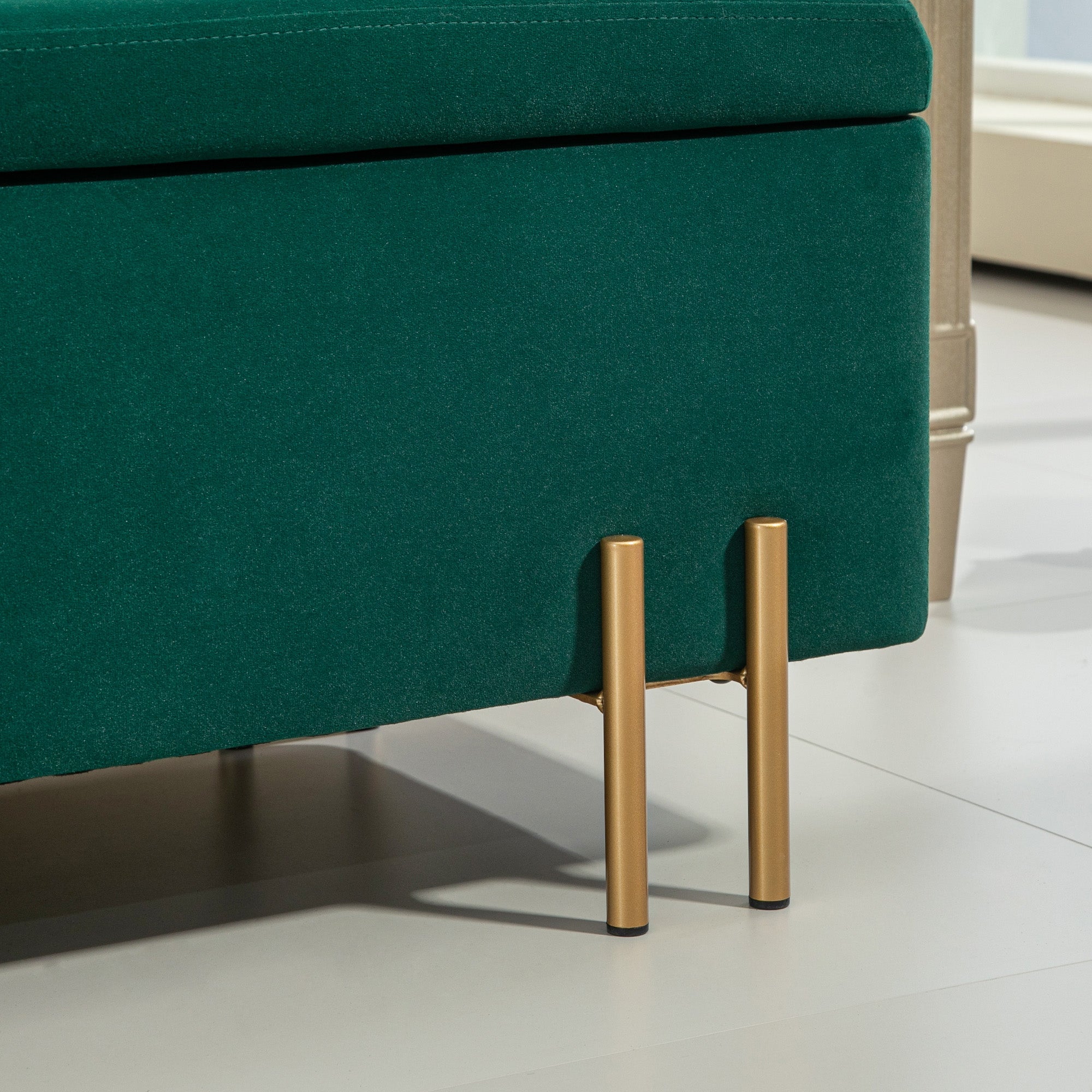 Logidon bank met opbergruimte groen gestoffeerde bank 100x40x42 cm