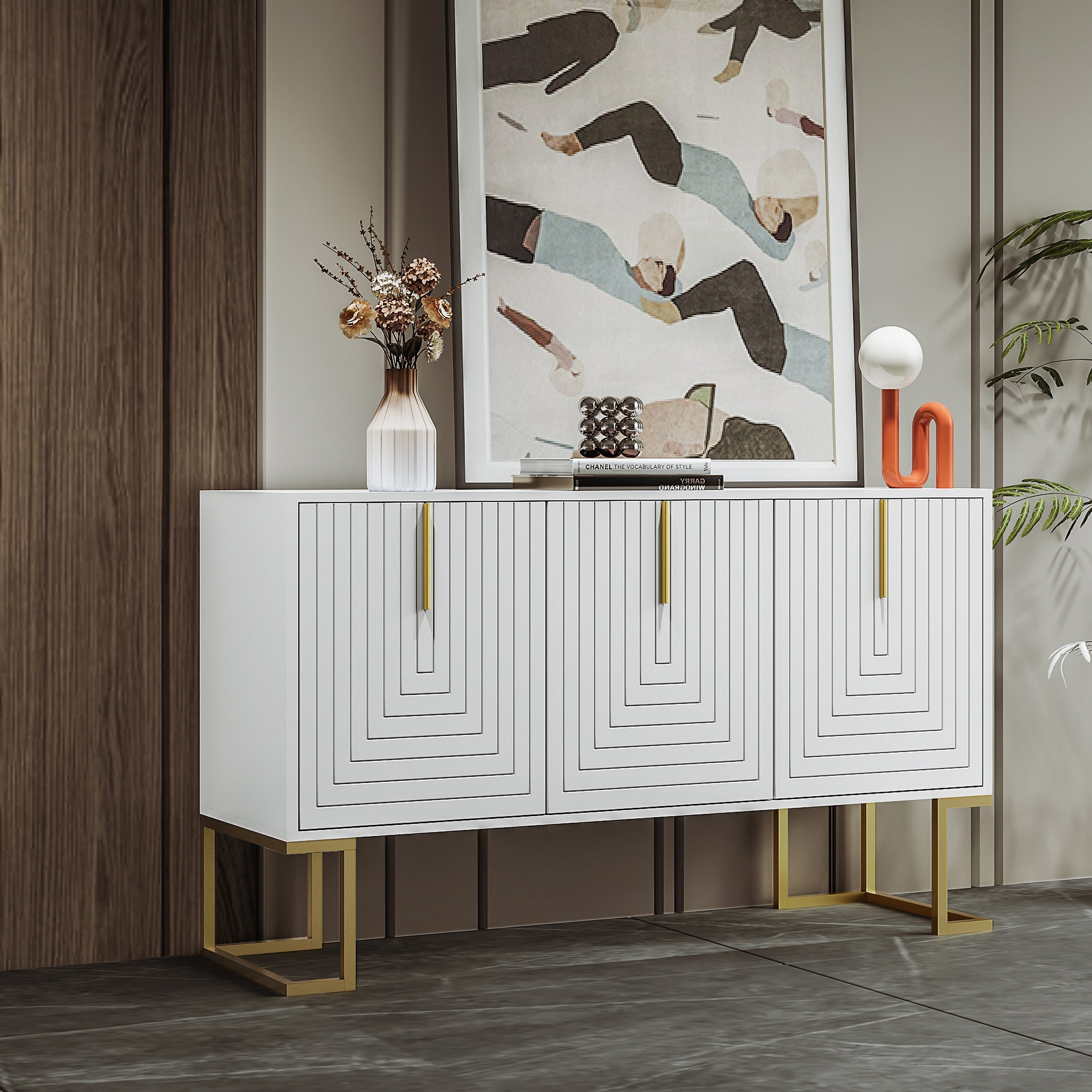 Logidon Dressoir 3 Deuren Met Verstelbare Planken Wit 138 x 40 x 80 cm
