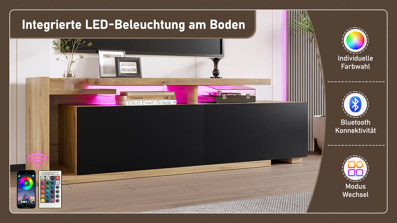 Logidon modulair tv-meubel met LED-verlichting en uittrekmodule