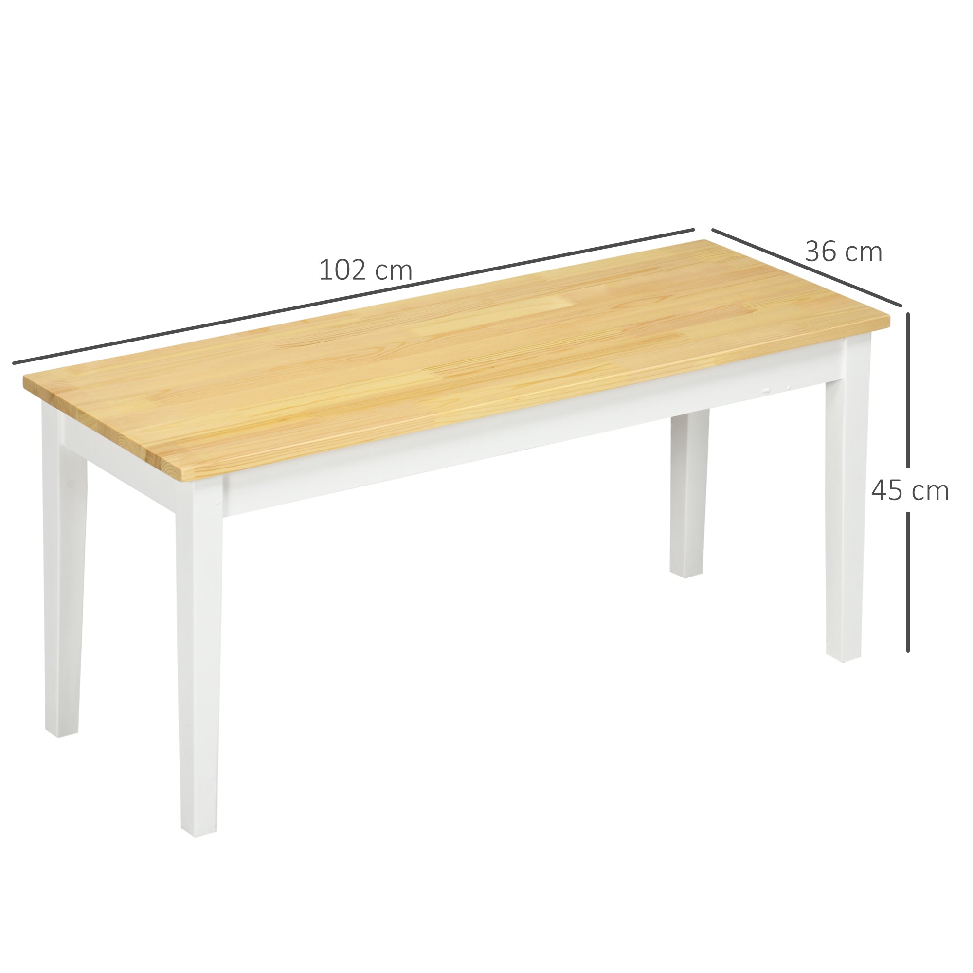 Logidon bank 2-zits wit grenenhout 102x36x45 cm, 220 kg