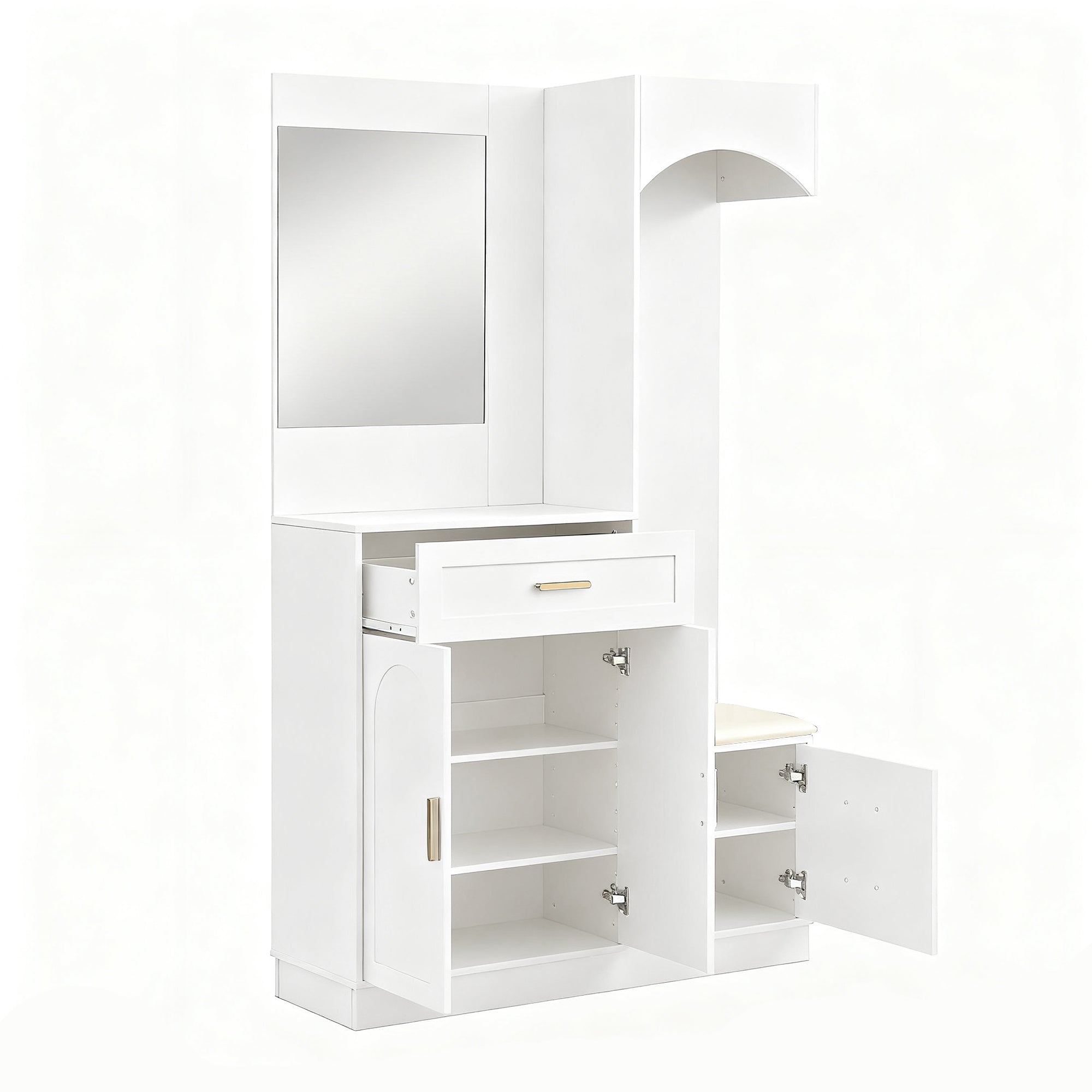 Logidon Moderne Kledingkastcombinatie Met Spiegel Wit 110x33x185 cm