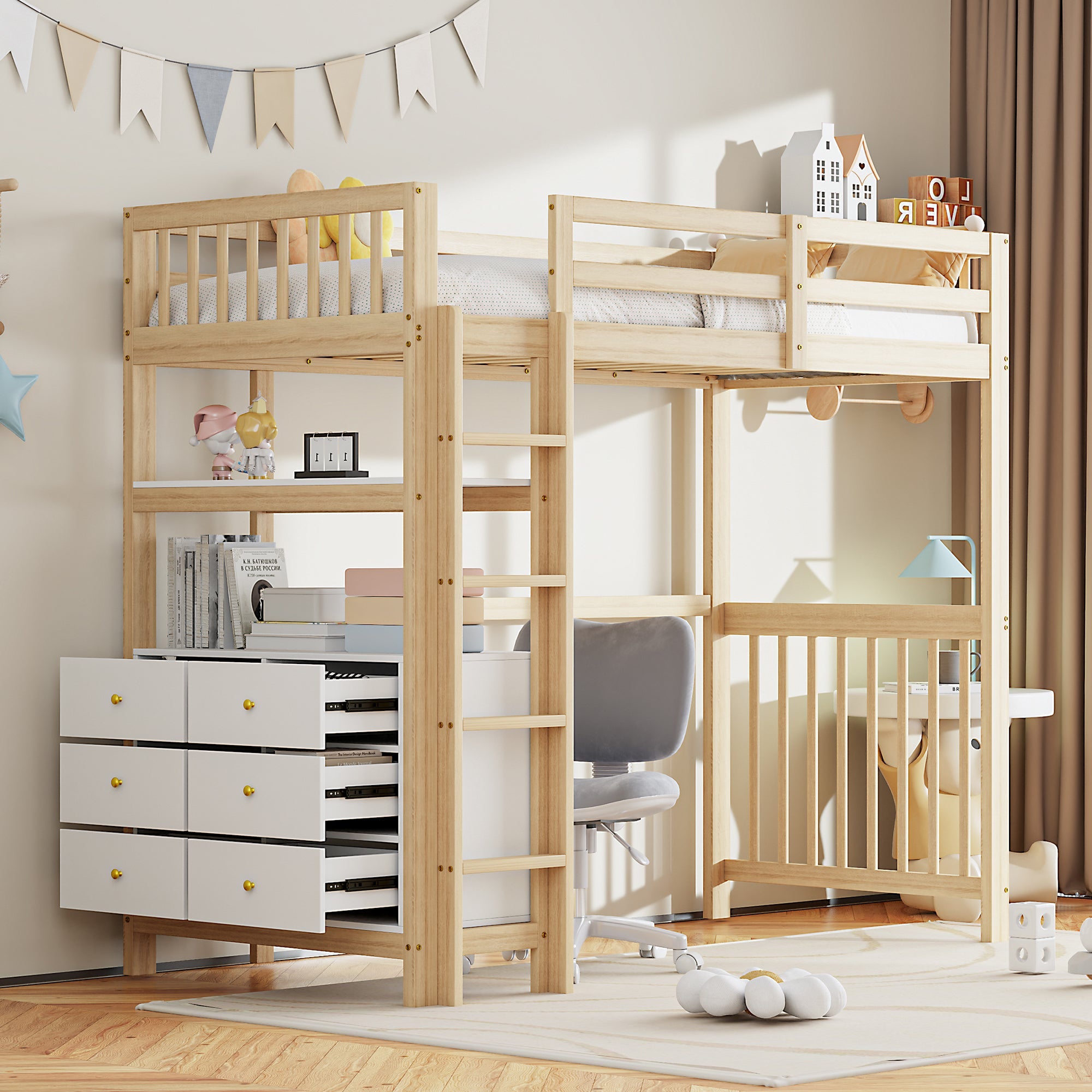 Logidon hoogslaper 90x200 cm met verticale ladderladen wit