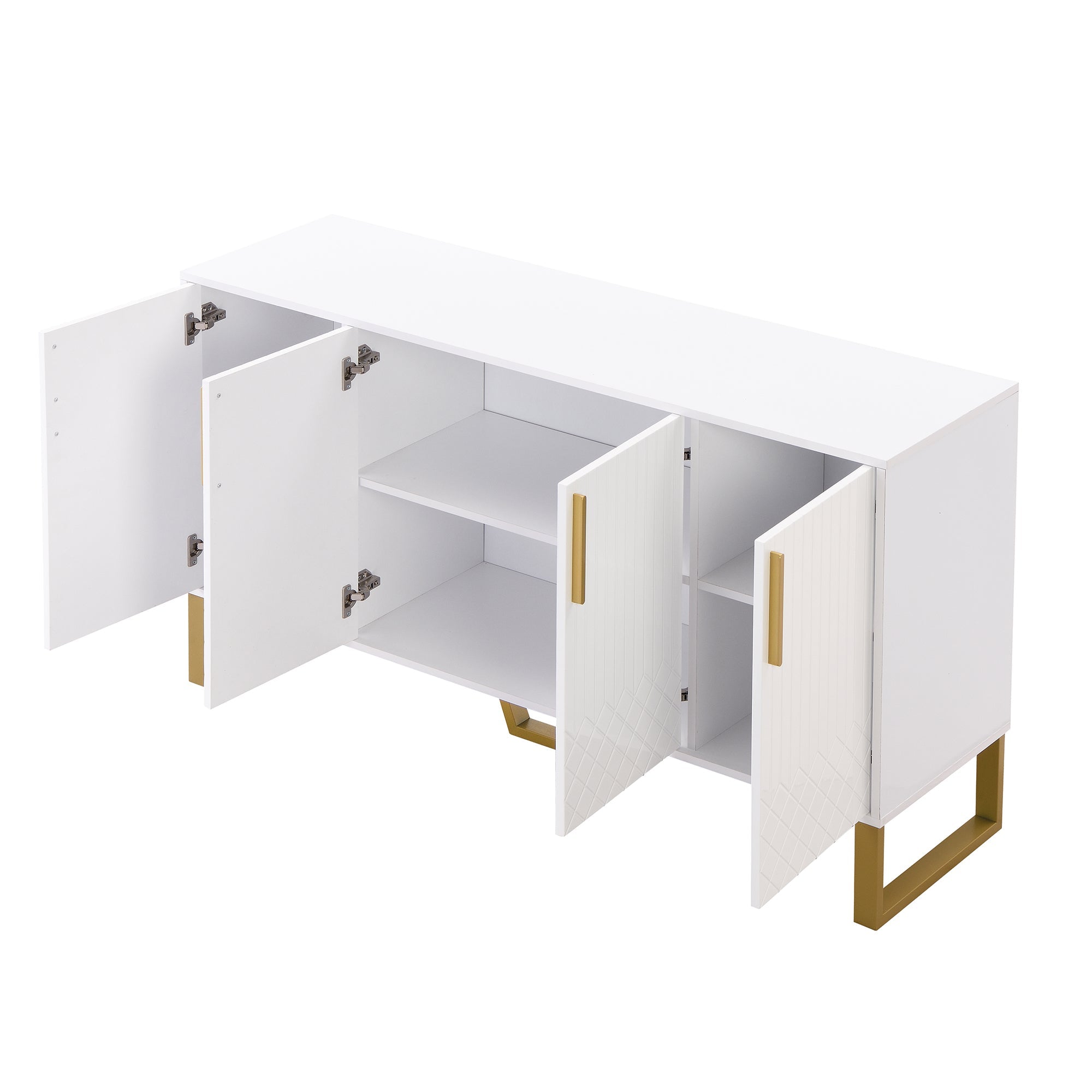 Logidon hoogglans dressoir wit 4 deuren geometrisch ontwerp 140x40x80