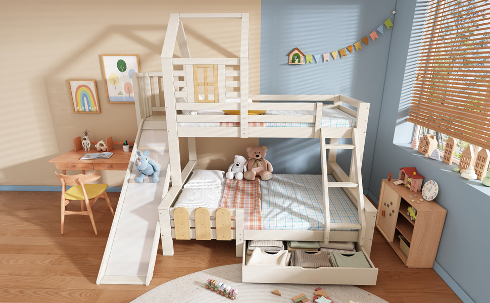 Logidon stapelbed 90x200/140x200 schuiflaadladder blokhut design