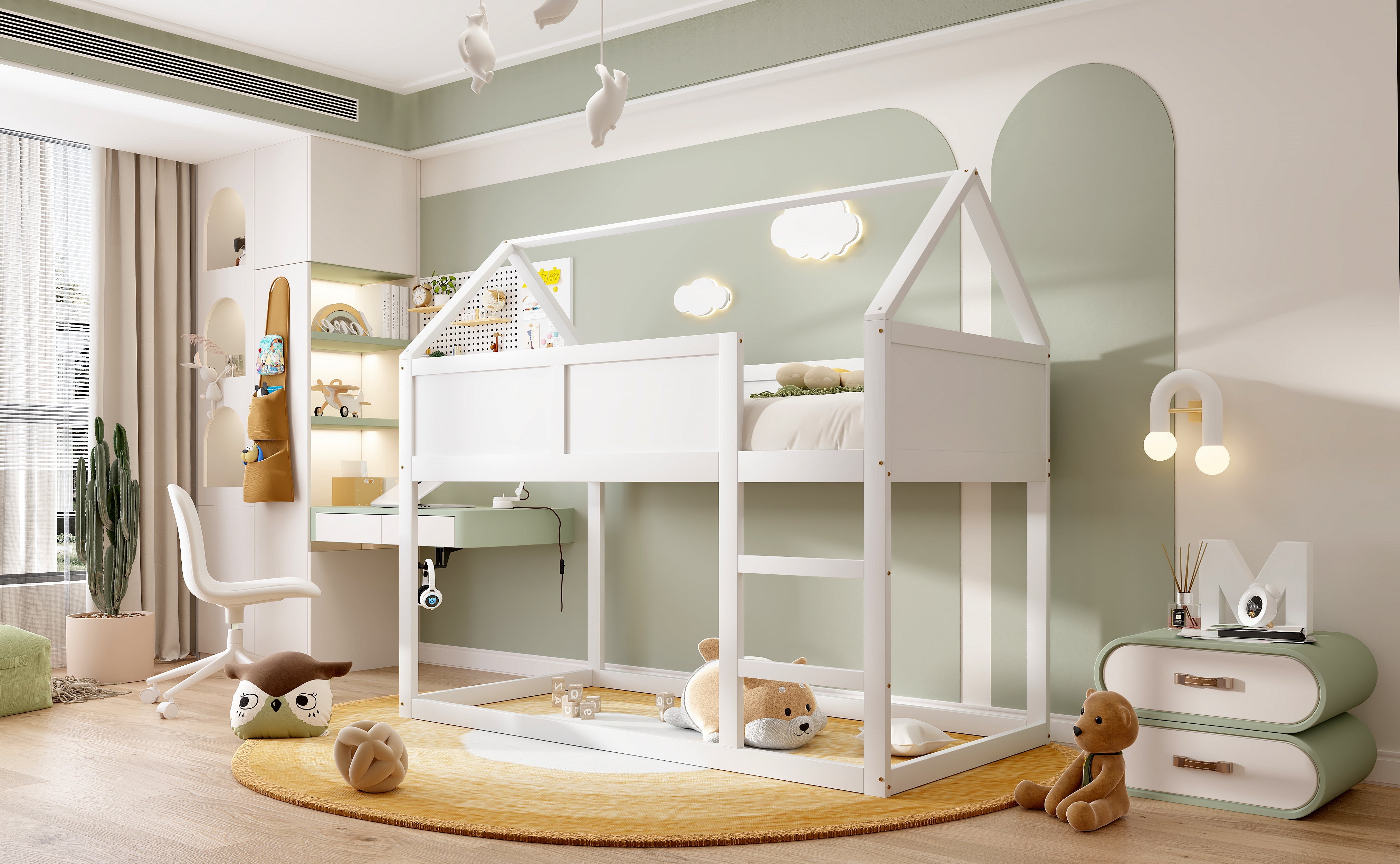 Logidon stapelbed kinderbed 90x200 cm wit met massief houten trap