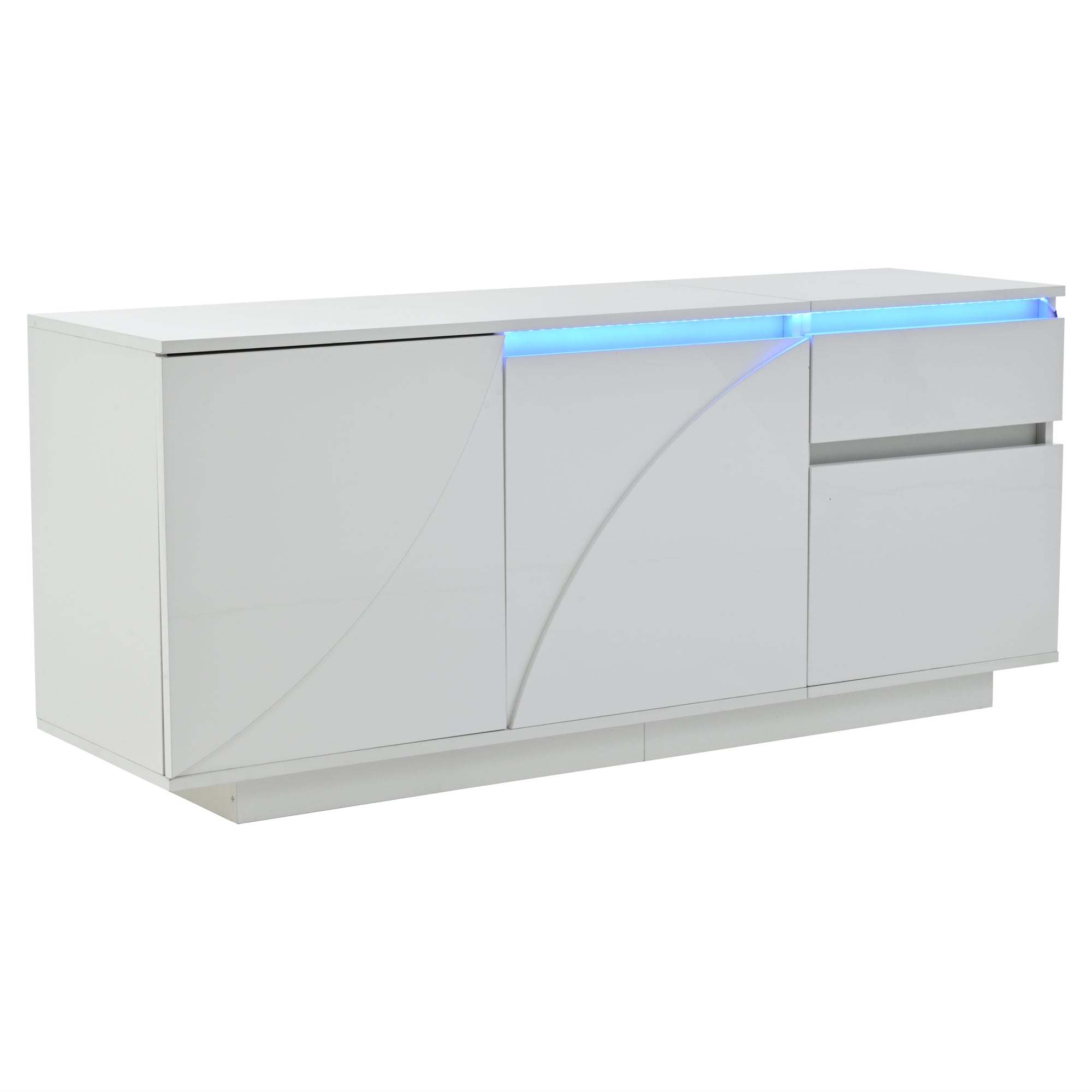 Logidon 140 x 40 x 60 cm hoogglans dressoir wit met LED