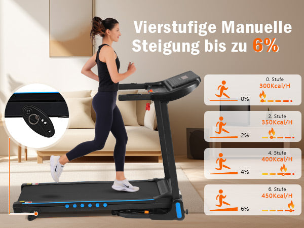 Logidon loopband voor thuis opvouwbare 14 km/u hartslagmeter