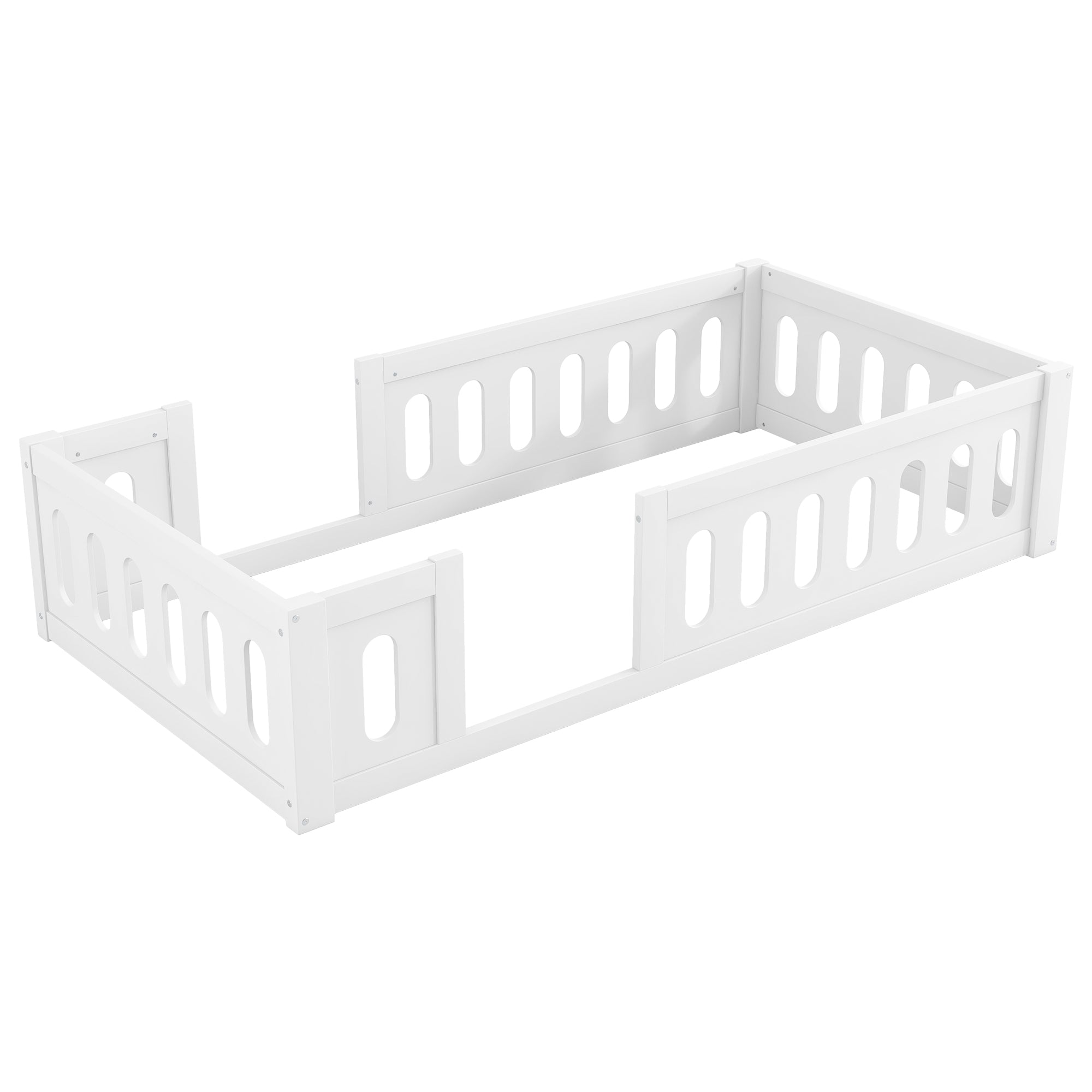 Logidon Houten Platformbed 90x200 Met Reling Wit