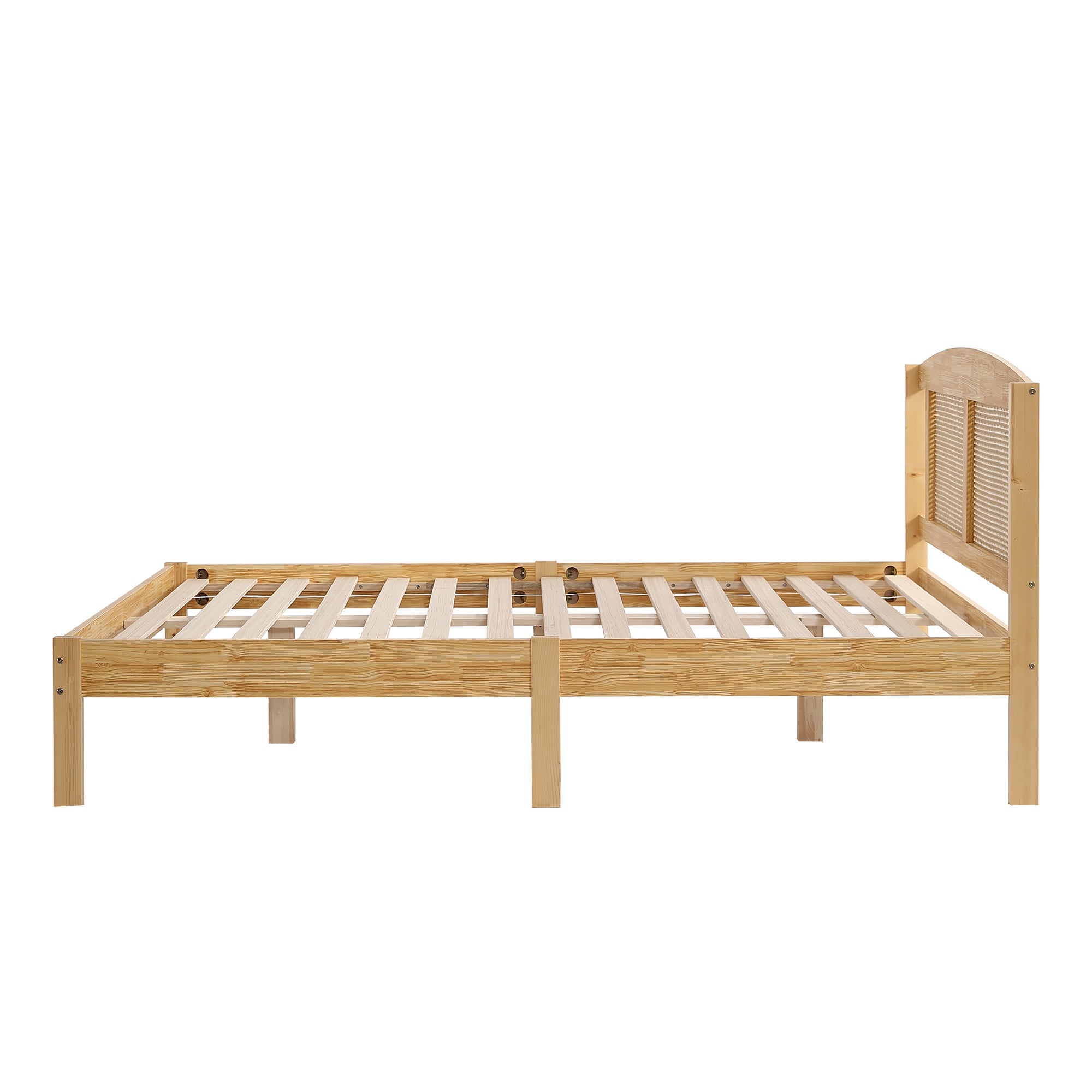 Logidon double bed 160x200 cm wood with natural rattan 15 slats