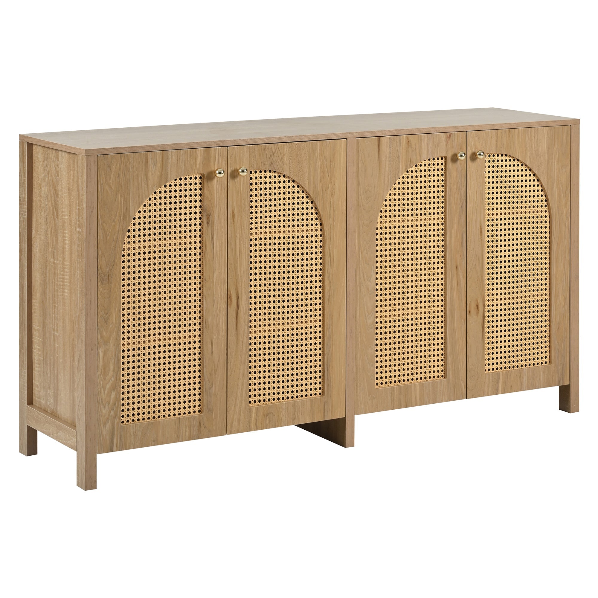 Logidon Dressoir 145x40x80 cm met vier rotan deuren natuurlijk hout