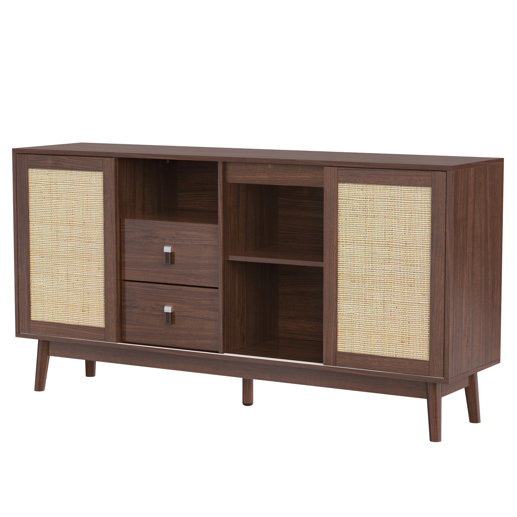 Logidon dressoir met rotan schuifdeuren en 2 lades 155x38x80 cm