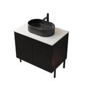 Logidon 76 Cm Freestanding Bathroom Vanity With Black Oval Ceramic Basin