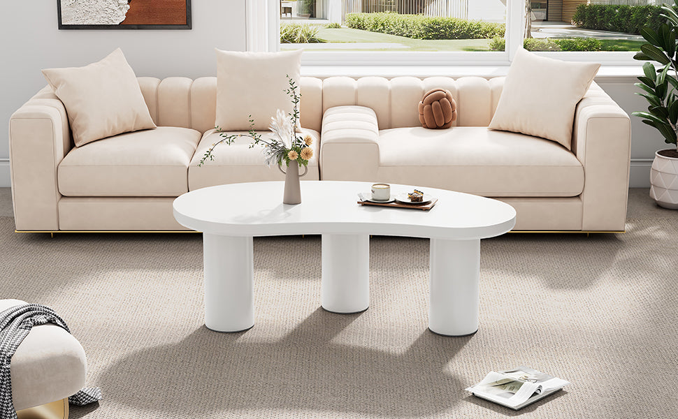 Logidon Witte halve maan salontafel 107x57x40,5 cm MDF en PVC