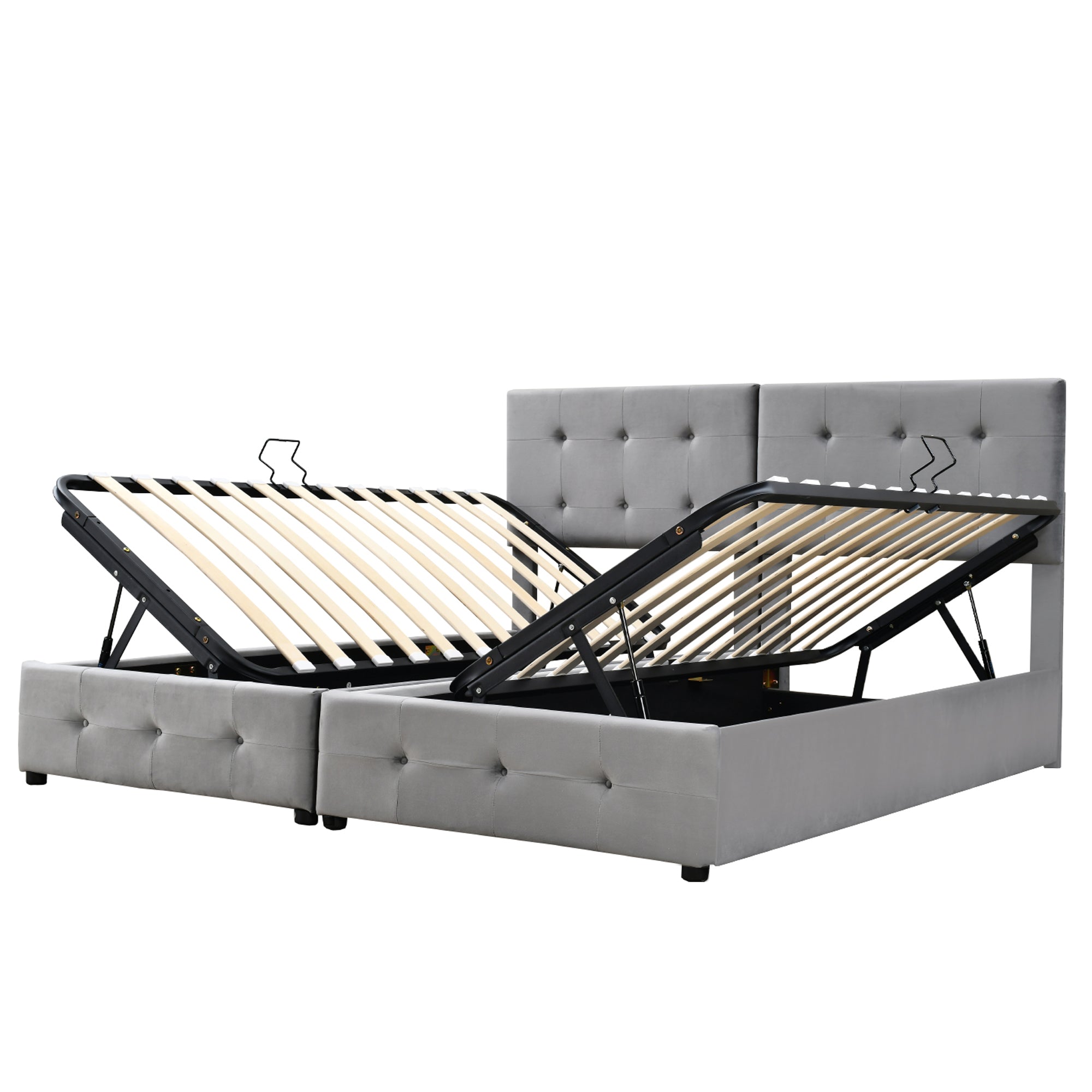 Logidon gestoffeerd bed 180x200 cm grijs hydraulische opbergruimte