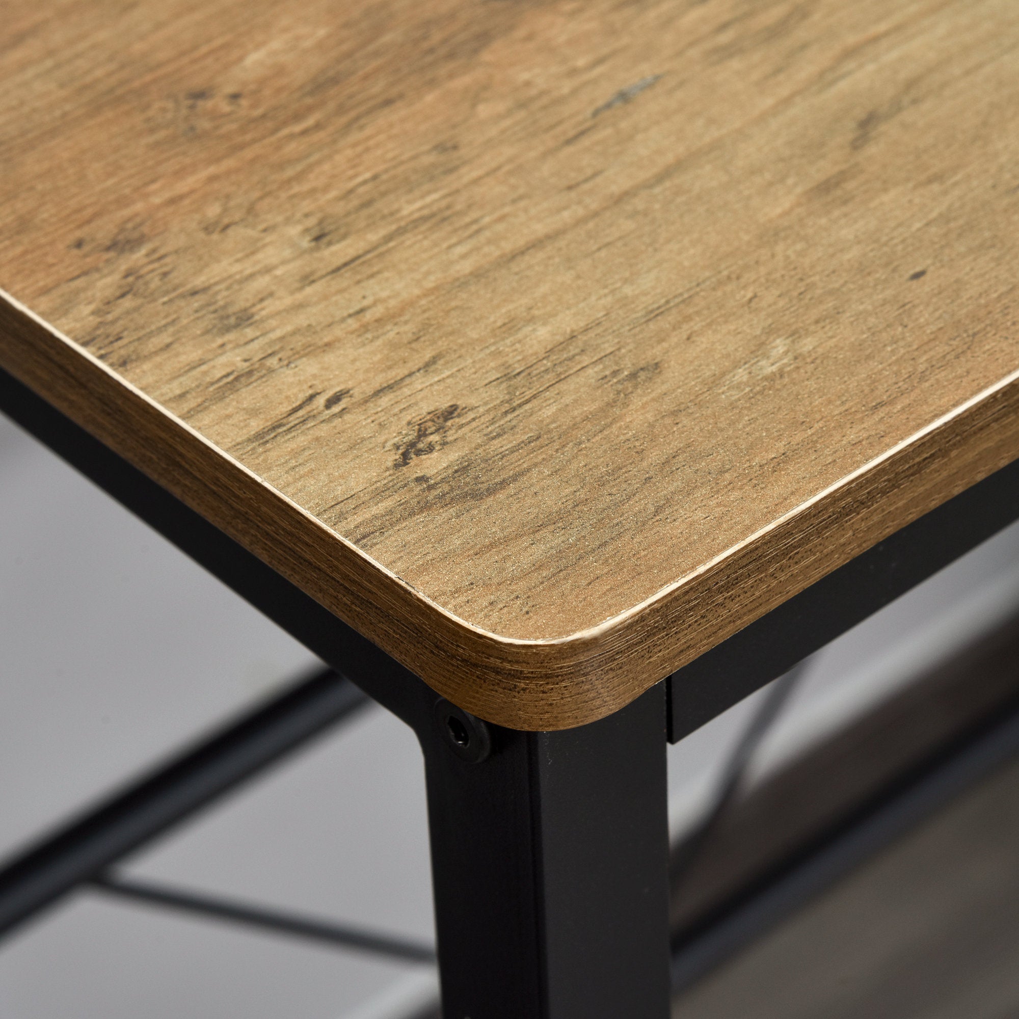 Logidon Bar Table Set 3 Pieces Natural Wood and Black 108x60x95 cm