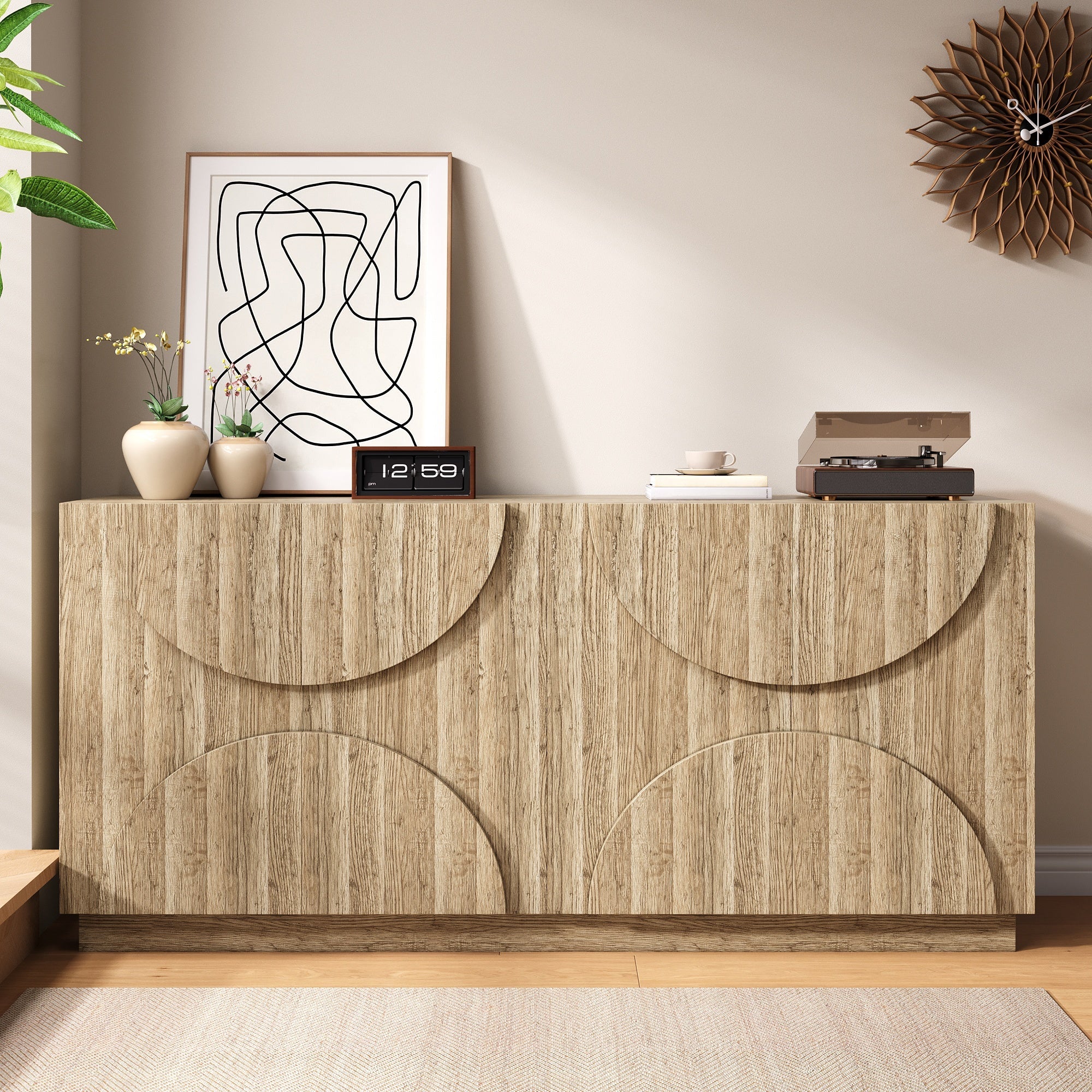 Logidon Dressoir 160x40x80 cm naturel hout met deuren en soft close