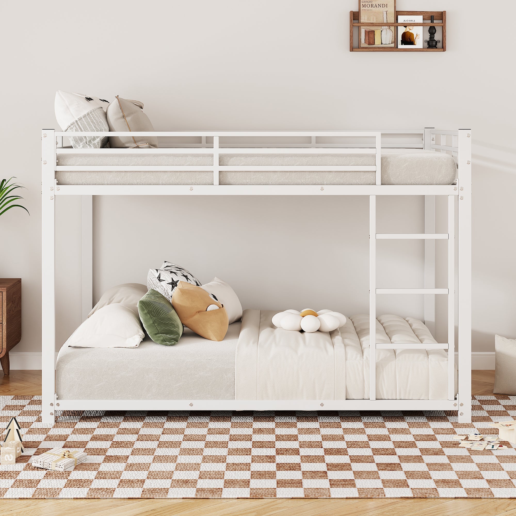 Logidon Bunk Bed 140x200 Metal White Safety Railing