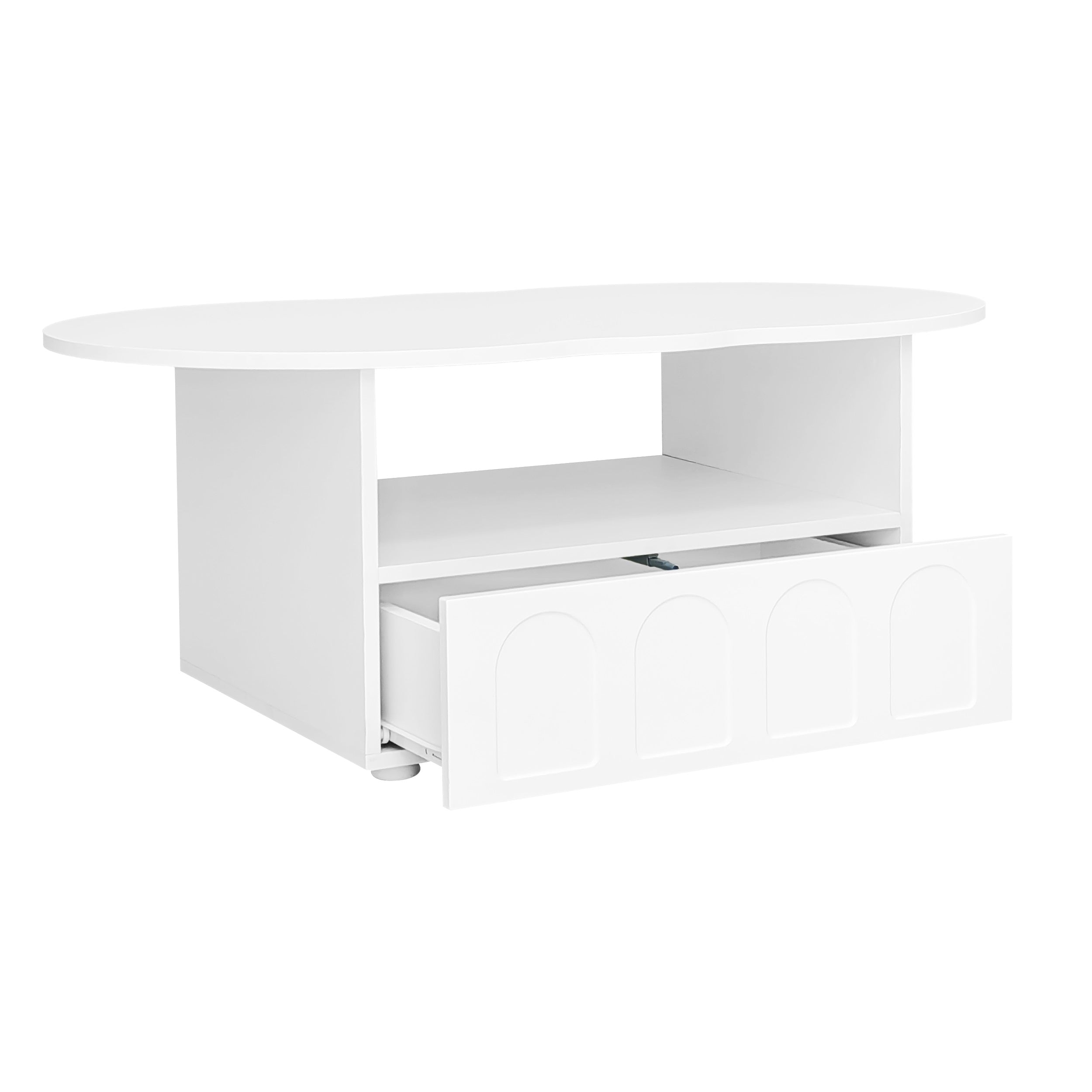 Logidon wolkvormige salontafel wit met lades en plank