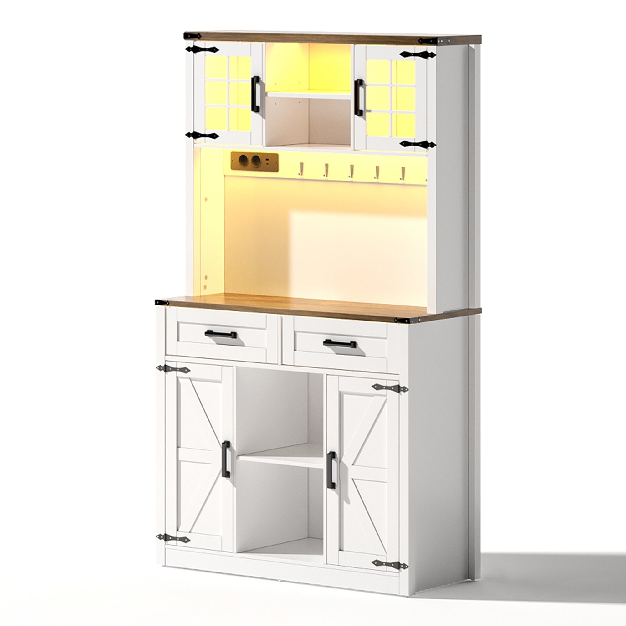 Logidon barkast met LED verlichting en stopcontacten wit 2 lades