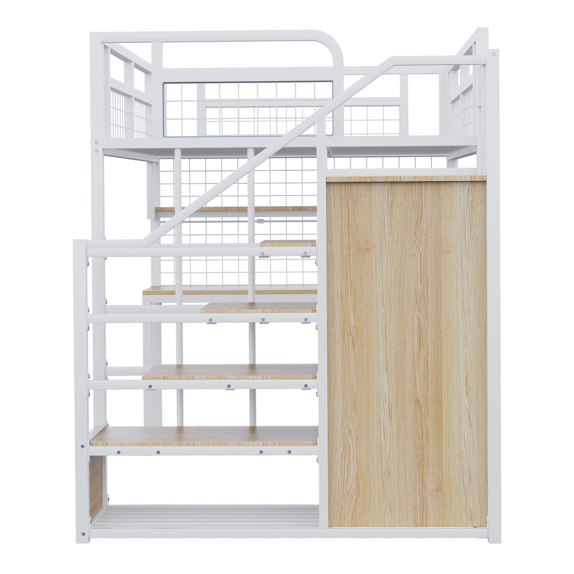 Logidon metalen hoogslaper 140x200 cm wit met opbergladder