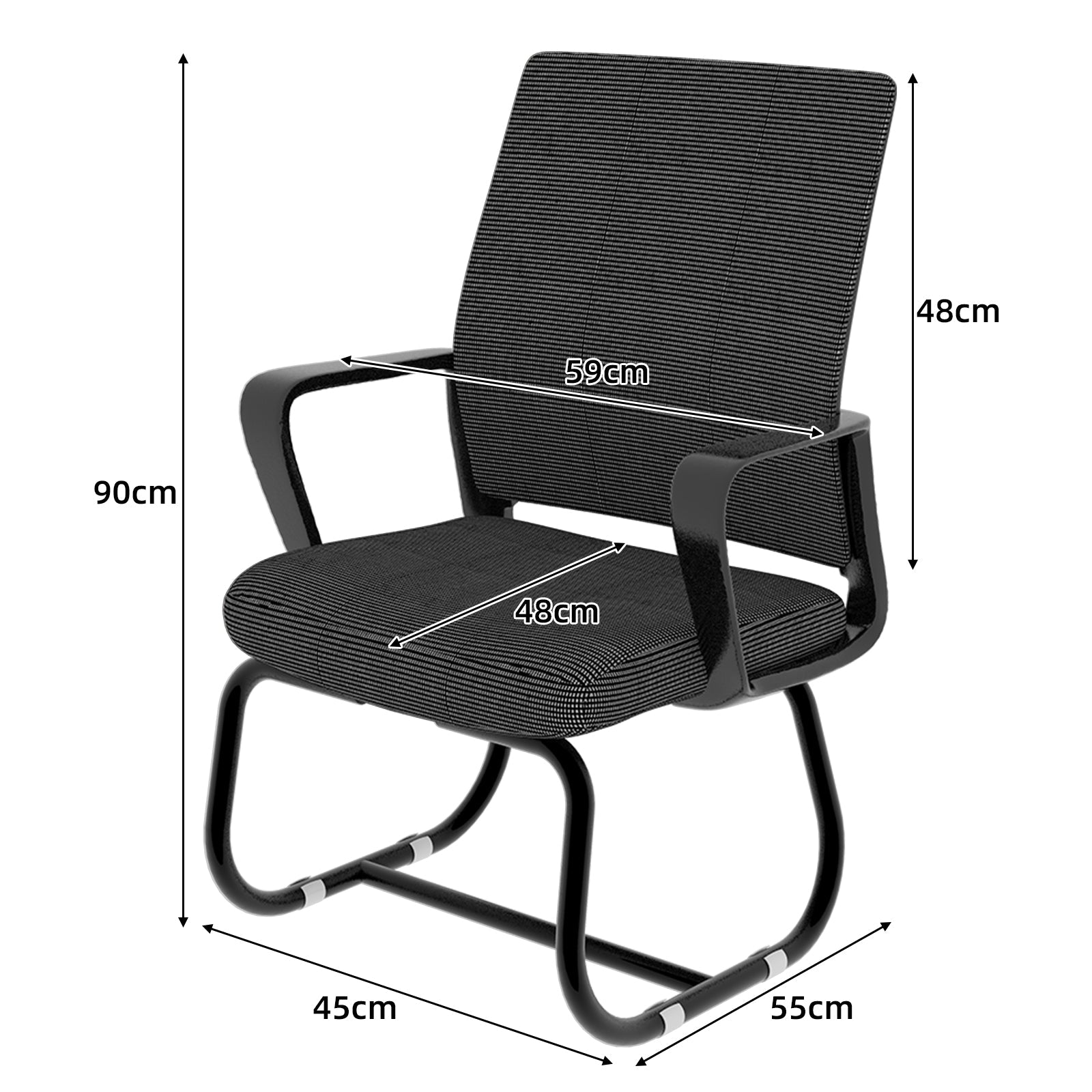 Logidon Minimalistische Bureaustoel Metalen Frame Mesh Rug Zwart