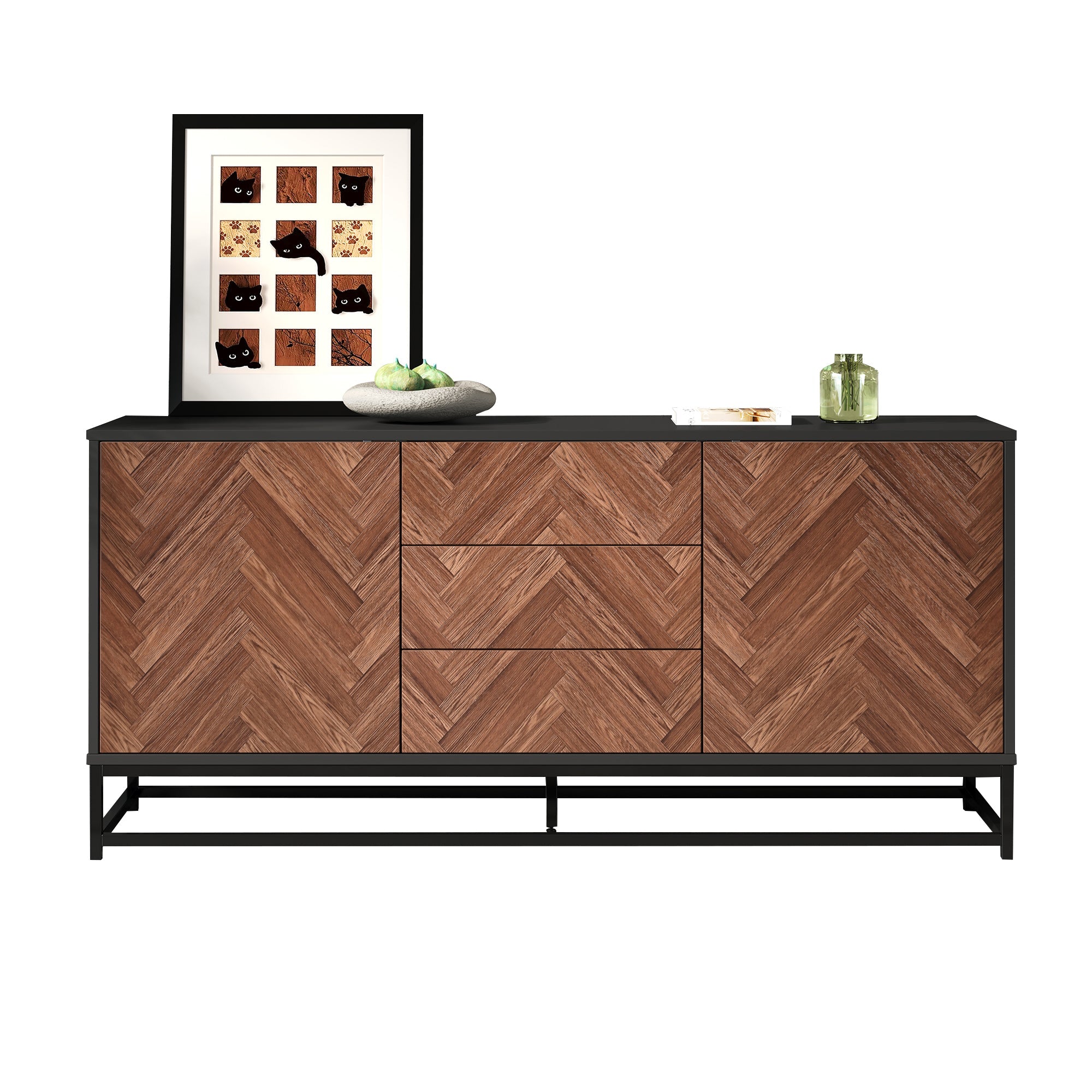 Logidon dressoir 145x40x67 Moderne ladekast 3 laden 2 deuren