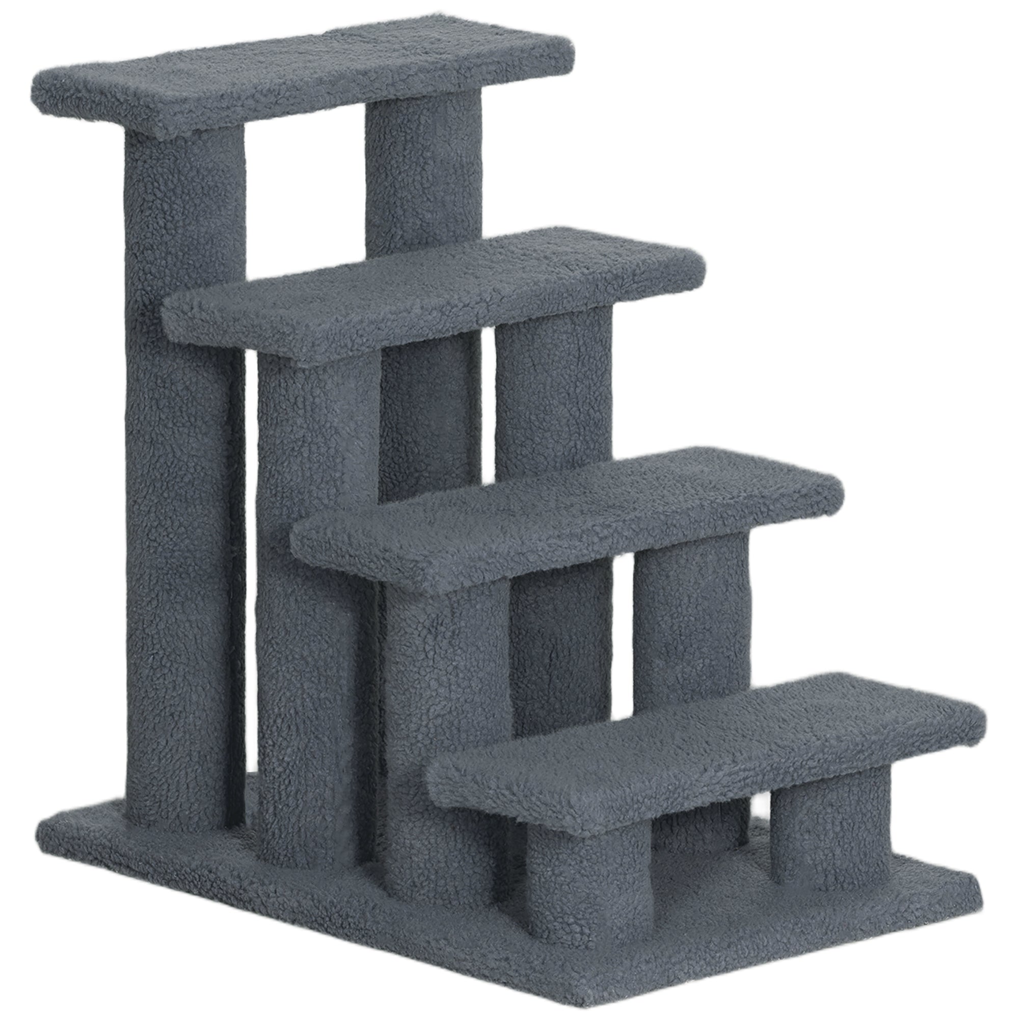 Logidon Kattentrap Hondentrap 4 treden Grijs 63x43x60 cm met pluche