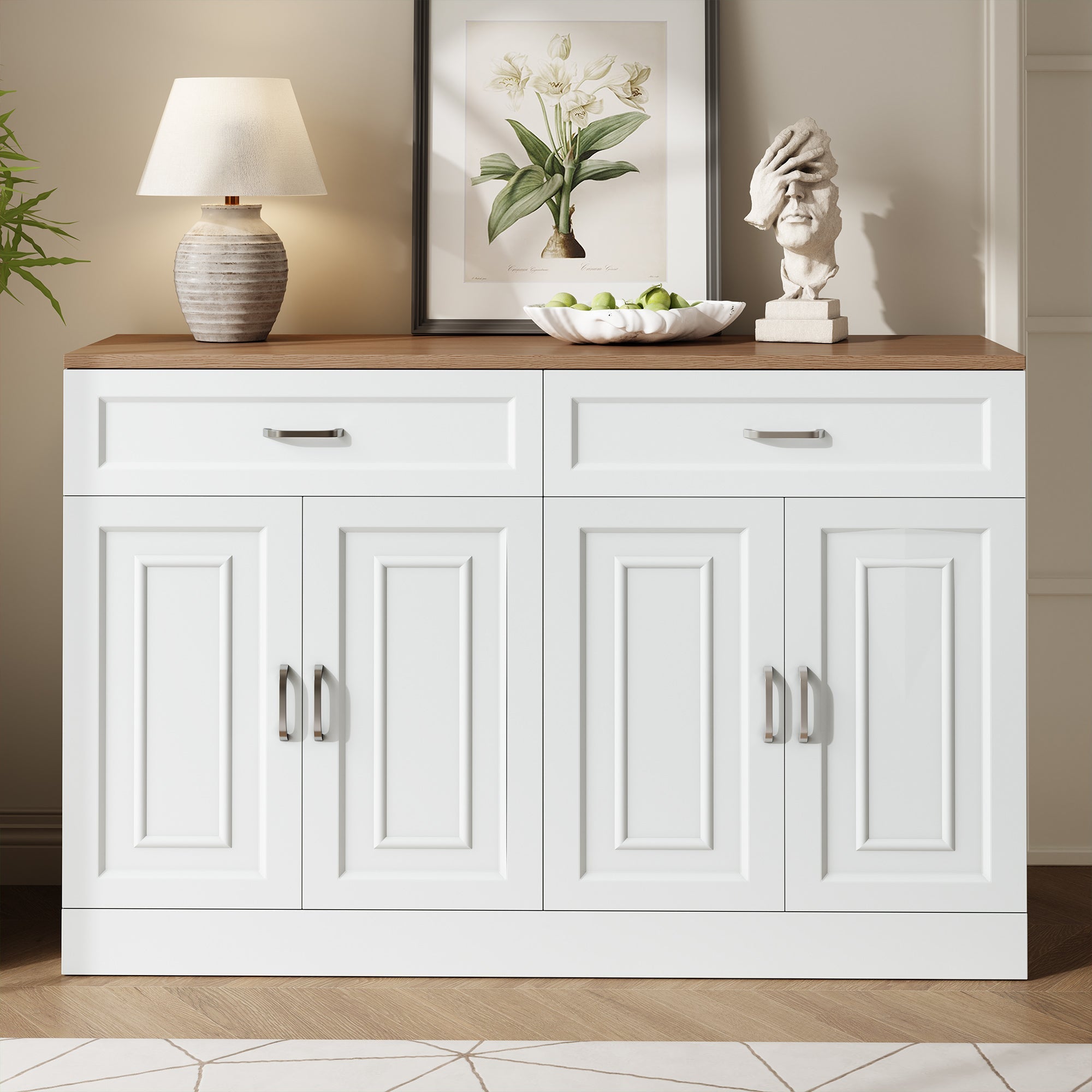 Logidon dressoir 120 cm wit houtlook met 4 deuren en 2 lades