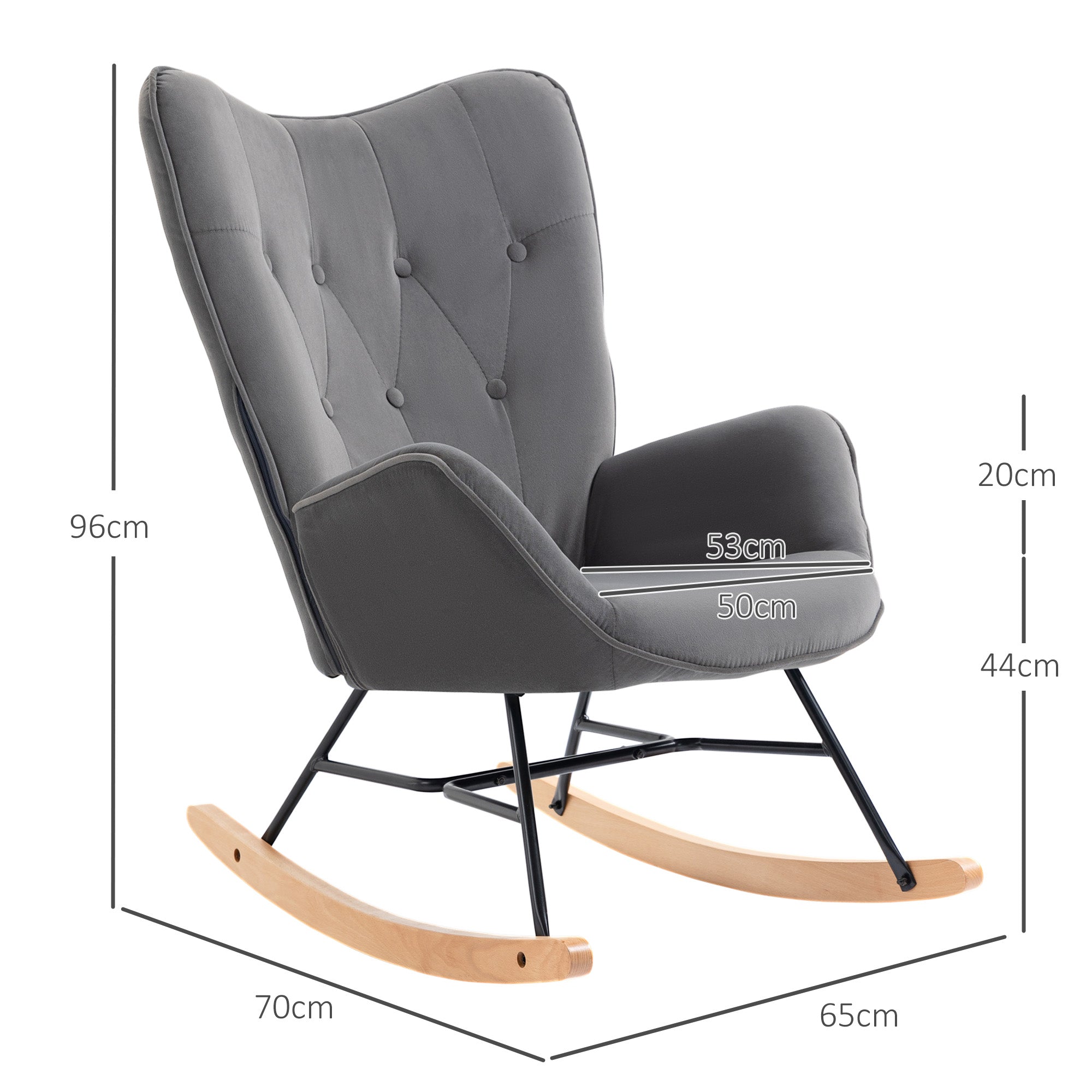 Logidon Schommelstoel Donkergrijs Fluweelachtig Polyester Stalen Frame