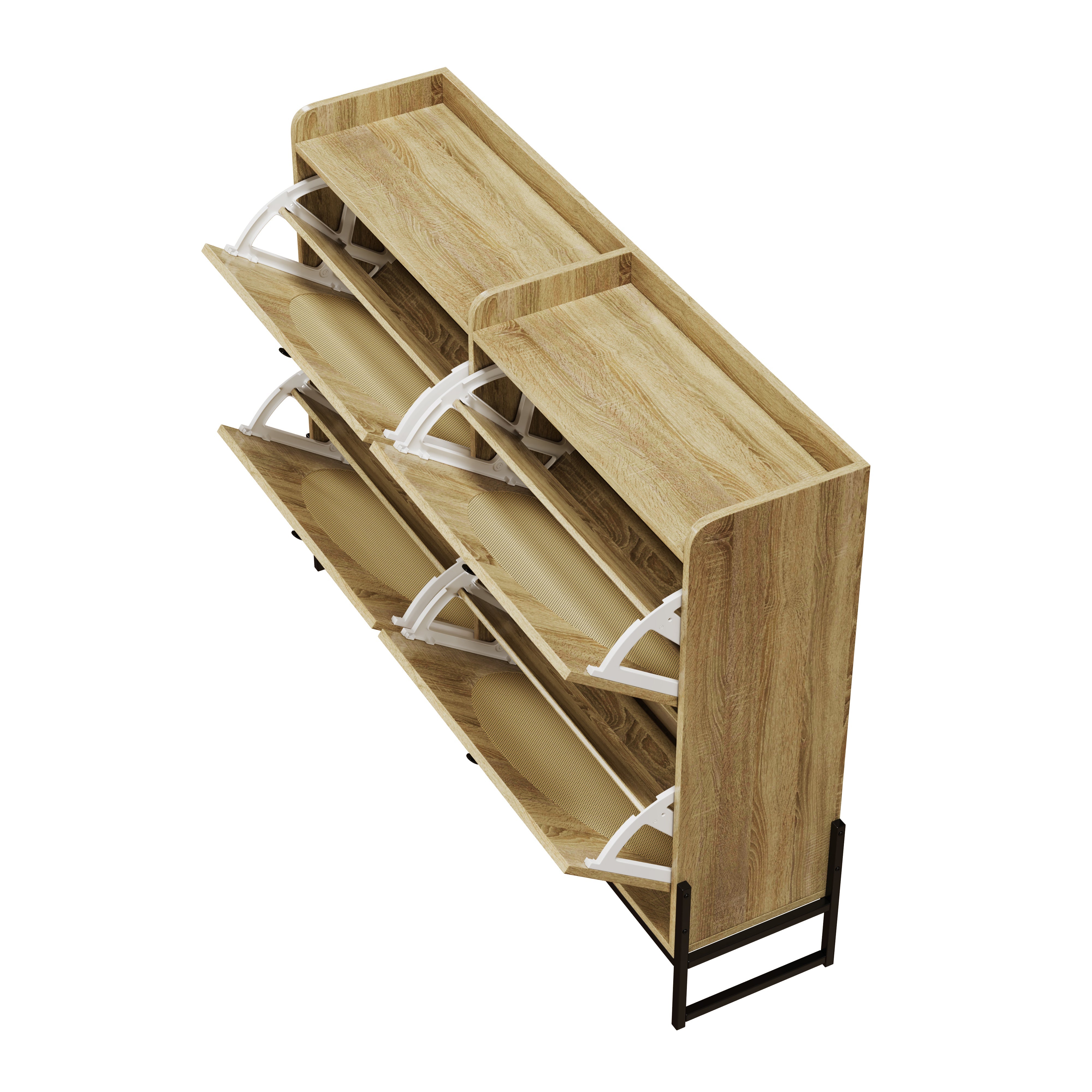 Logidon shoe cabinet narrow 4 flaps natural color 118 cm