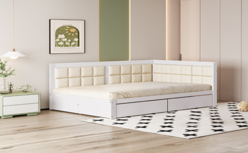 Logidon multifunctionele bedbank 140x200 wit met opbergruimte