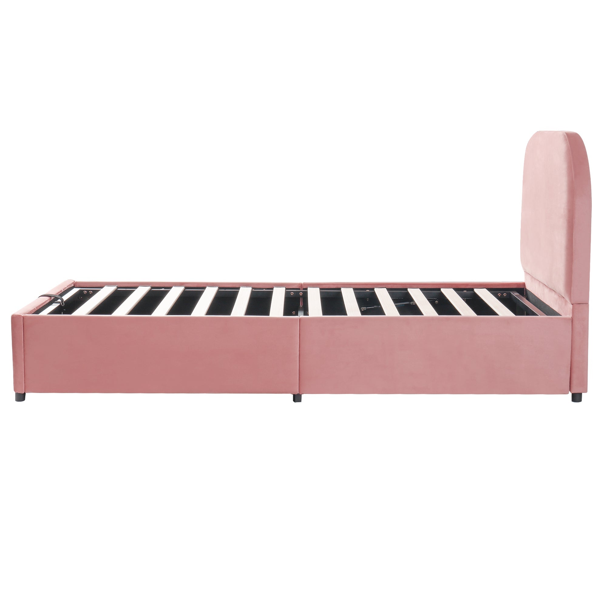 Logidon gestoffeerd bed 90x200 roze hydraulisch met opbergruimte fluweel