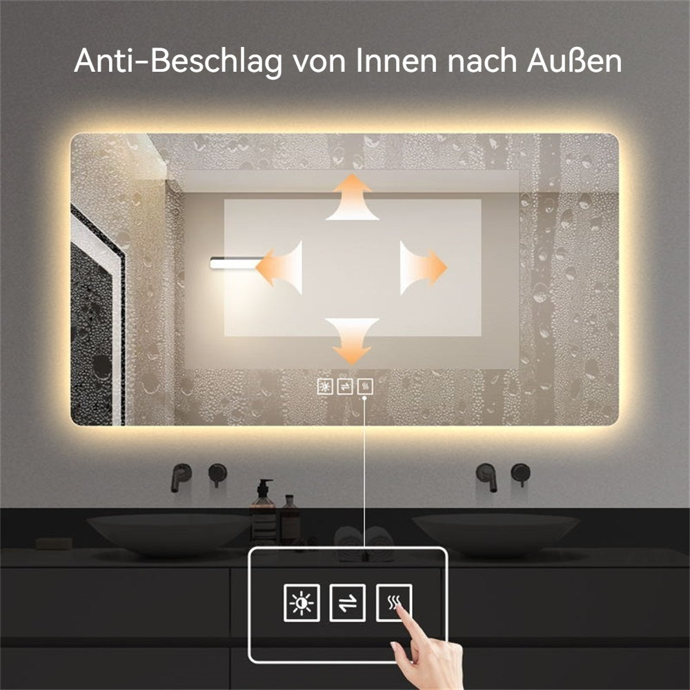 Logidon LED badkamerspiegel zilver 100x60 CM dimbaar 3 lichtkleuren