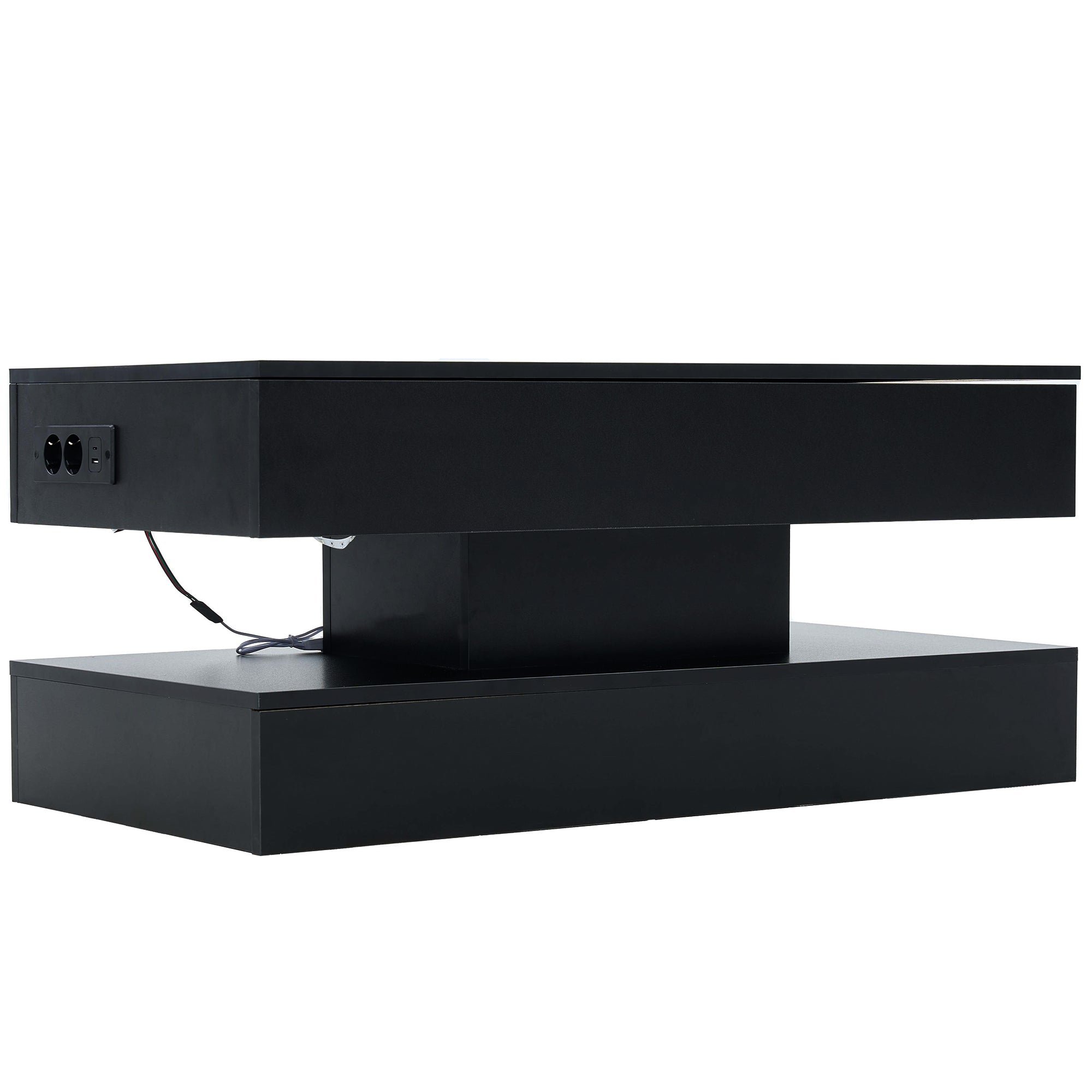 Logidon LED Salontafel met verborgen opbergruimte 100x50 cm Zwart