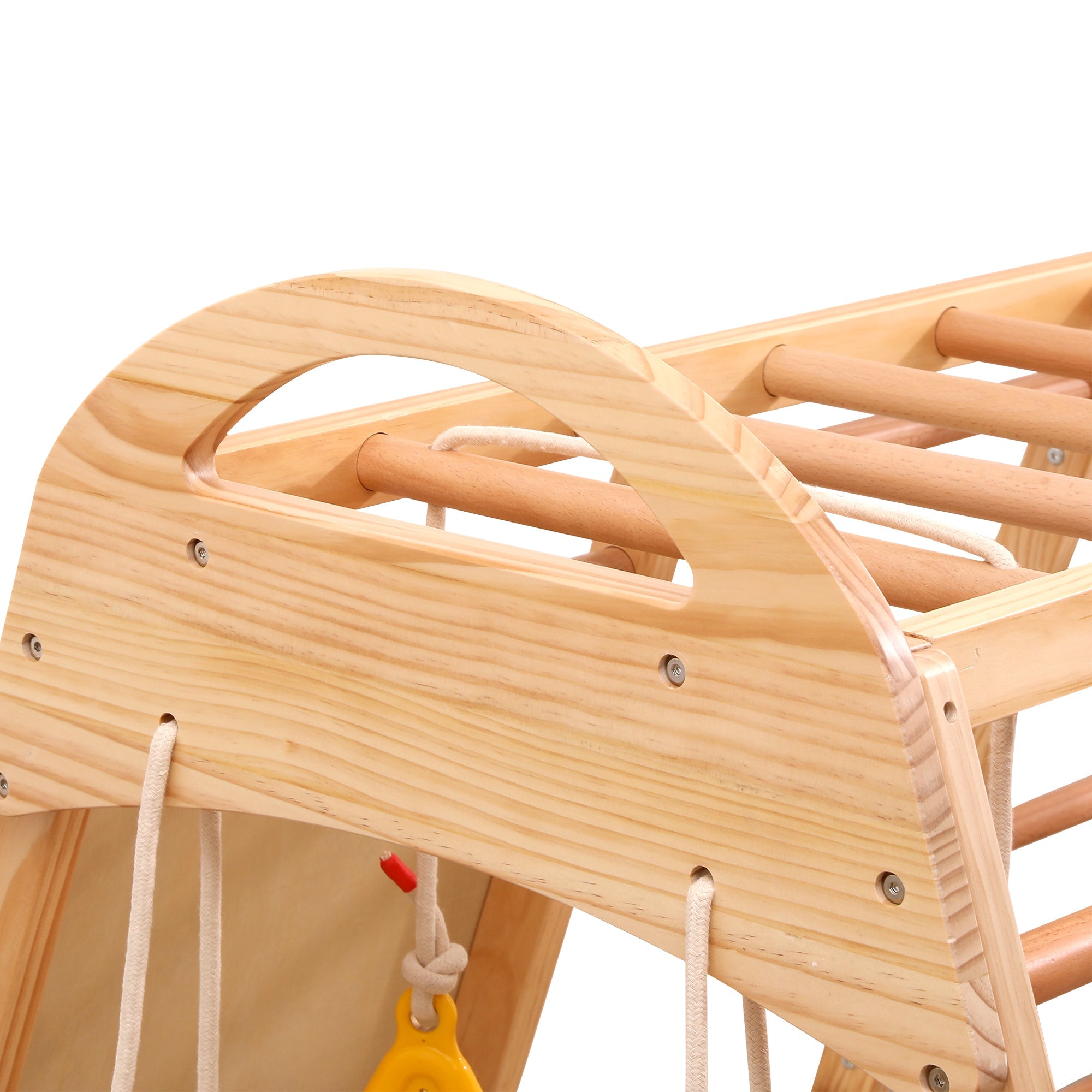 Logidon 7-in-1 speeltoestel naturel massief houten schommelglijbaan