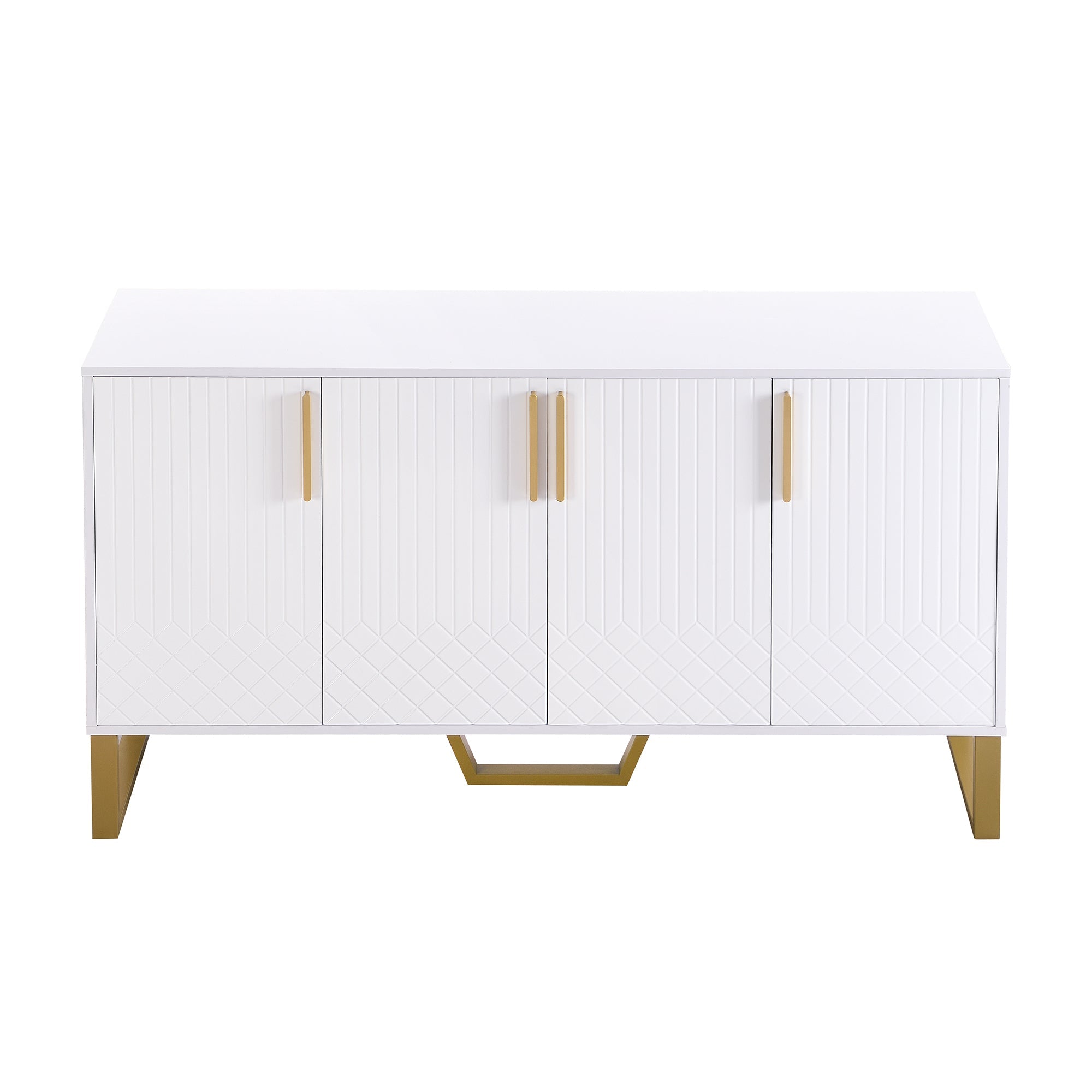 Logidon hoogglans dressoir wit 4 deuren geometrisch ontwerp 140x40x80
