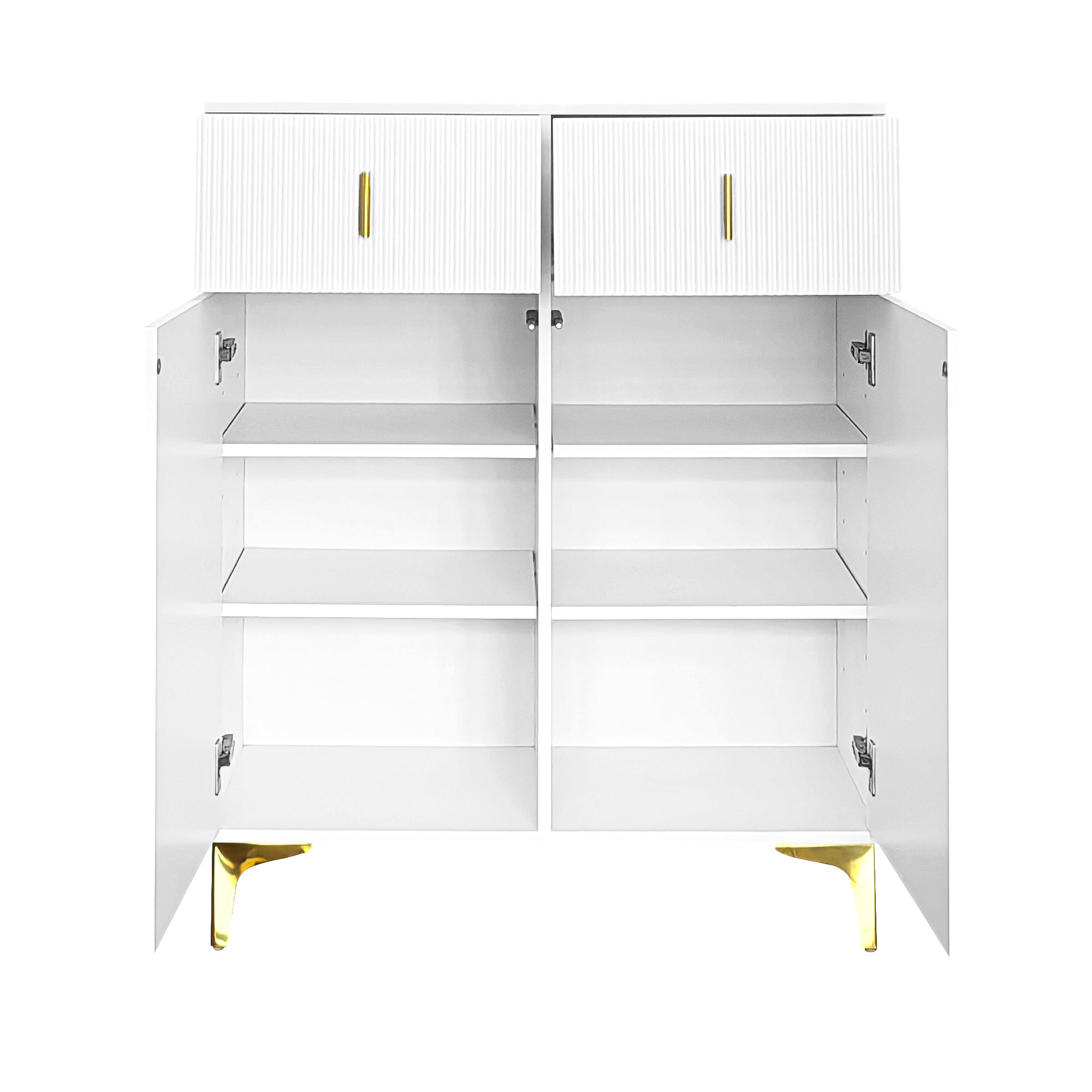 Logidon Sideboard White With Structured Panel And Adjustable Shelves