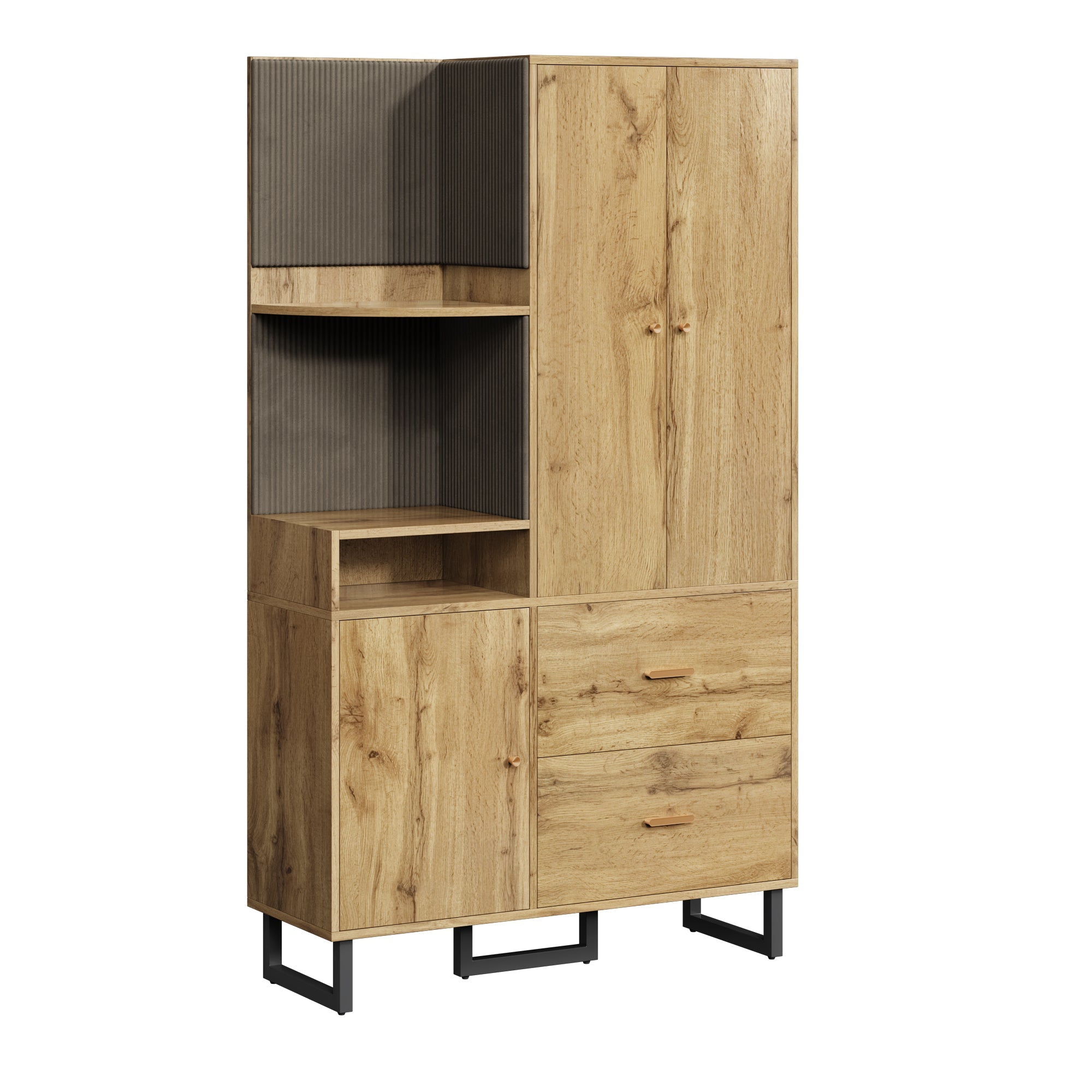 Logidon compacte kledingkast gewatteerde panelen 110 x 186 x 38 cm houtlook