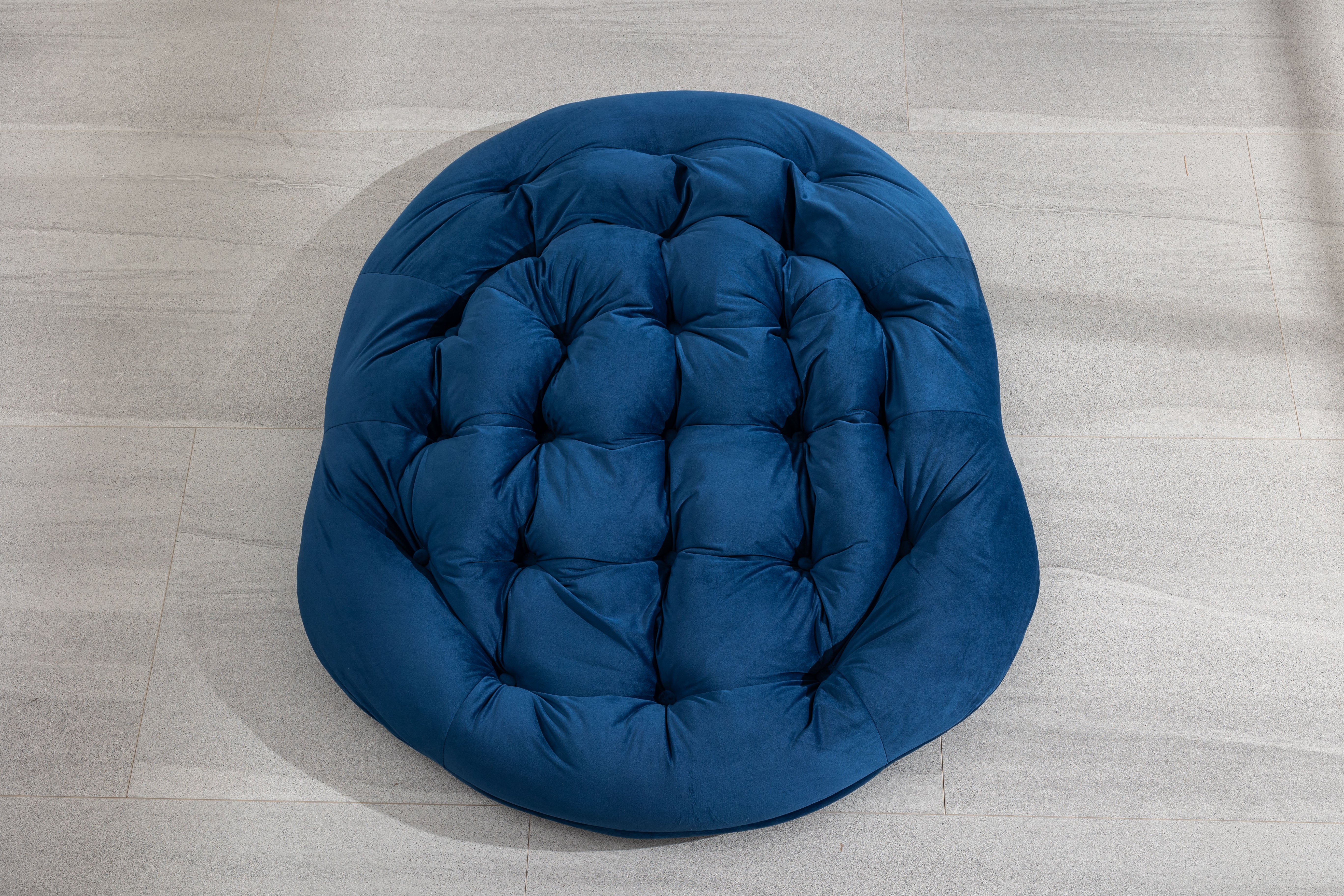 Logidon Outdoor Rotan Oversized Schommelstoel Marineblauwe Tuinstoel
