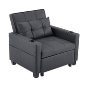 Logidon 3-in-1 uitschuifbare slaapbank, fauteuil, zwarte USB-bekerhouder