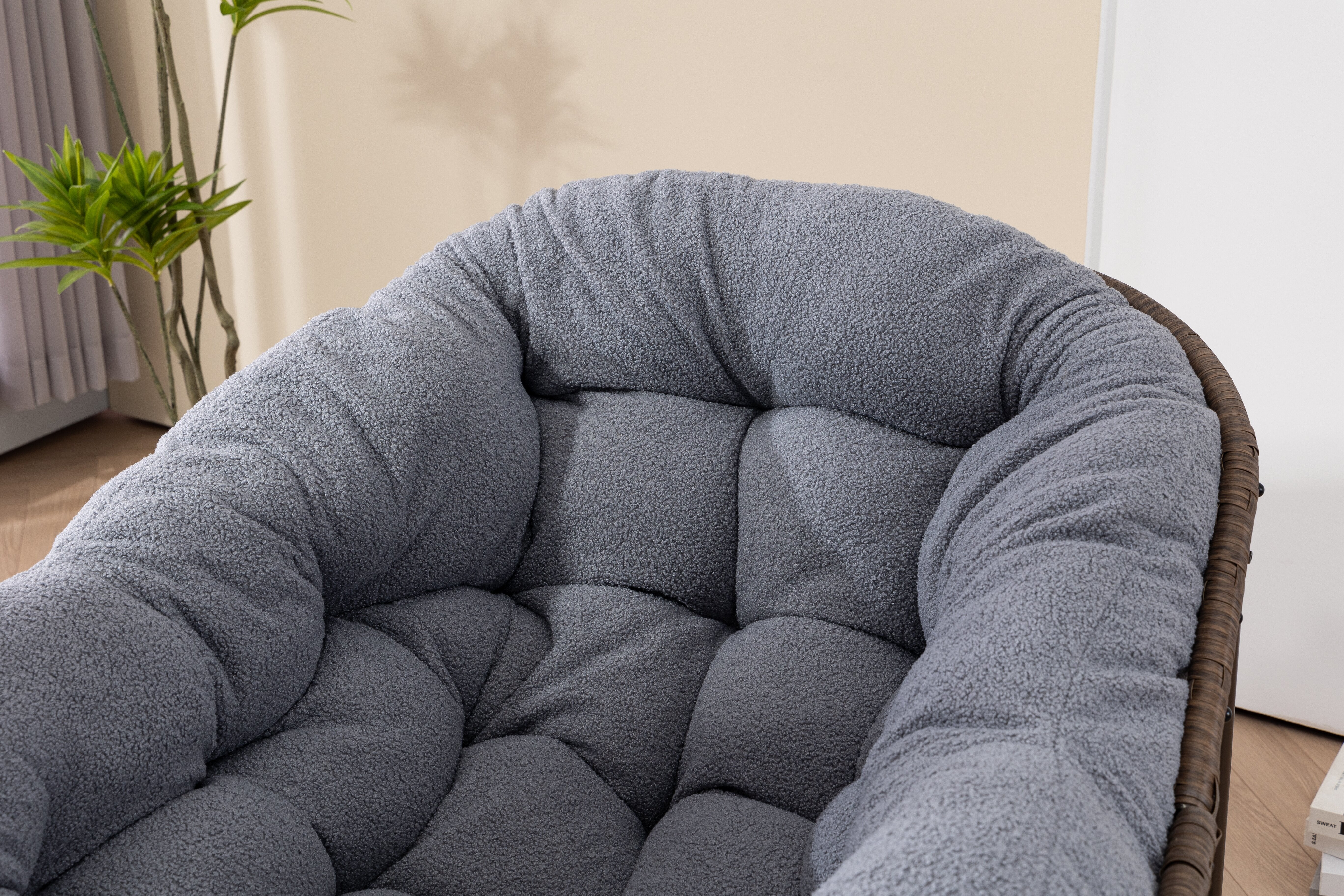 Logidon Outdoor Rattan Rocking Chair Gray With Padded Cushion