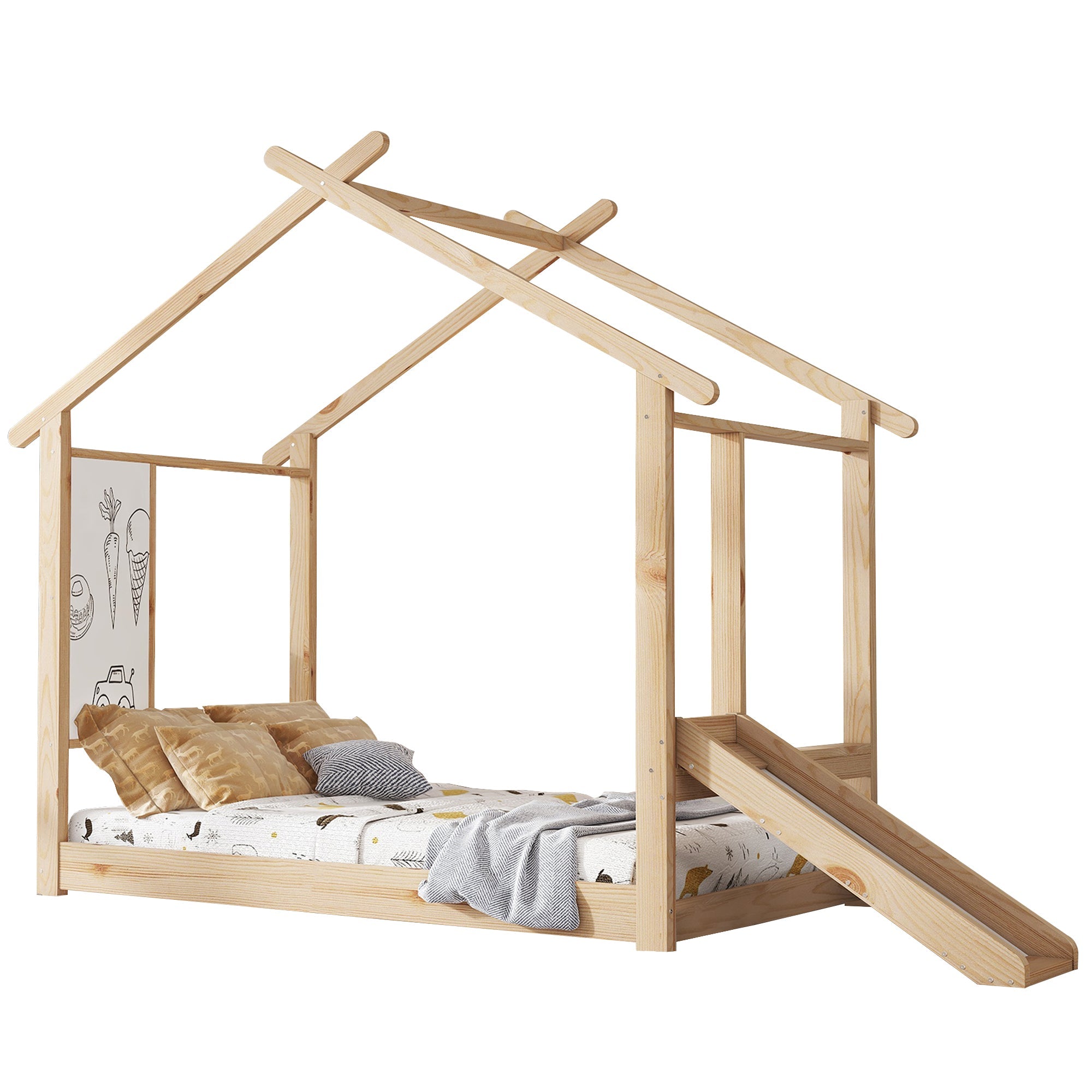 Logidon Kinderbed Met Schuifdak Design 90x200 Naturel