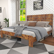 Logidon wooden double bed brown 160x200 antique style with iron slatted frame