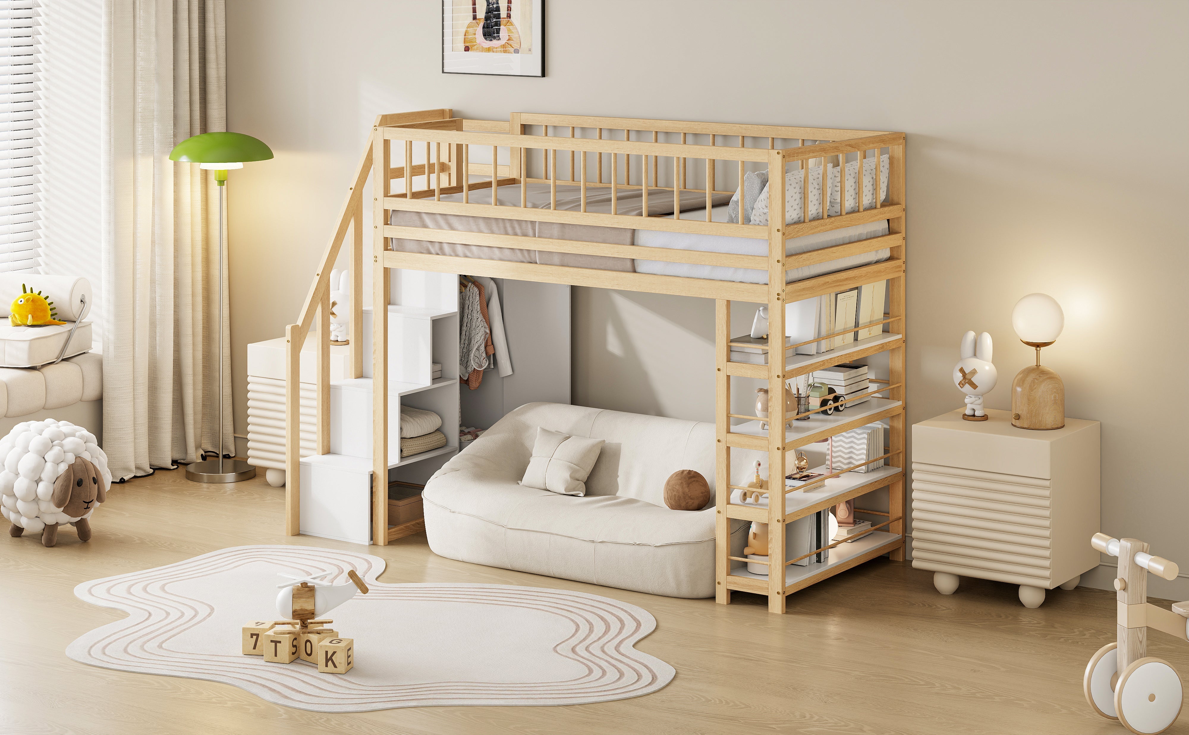 Logidon loft bed 90x200 cm with wardrobe and storage space combination bed
