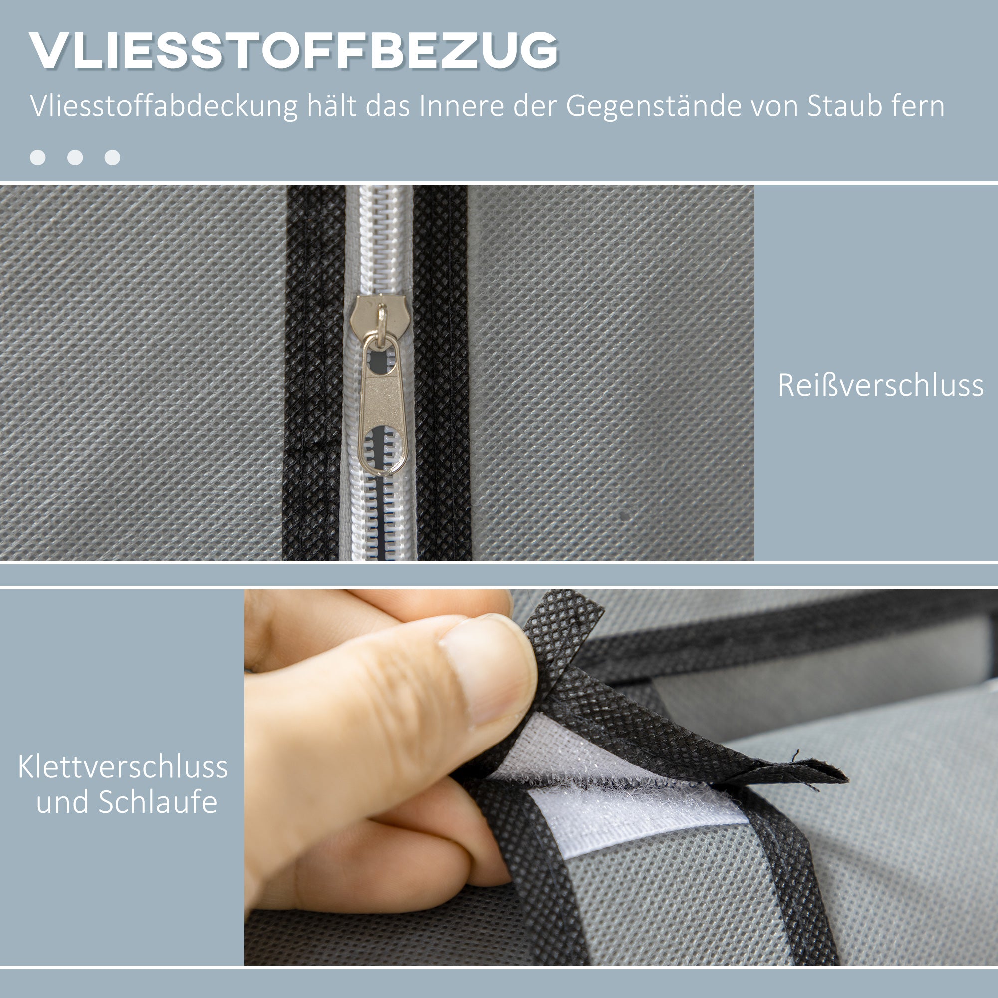 Logidon stoffen kledingkast grijs 6 vakken 103x43x162,5 cm opvouwbare kledingkast