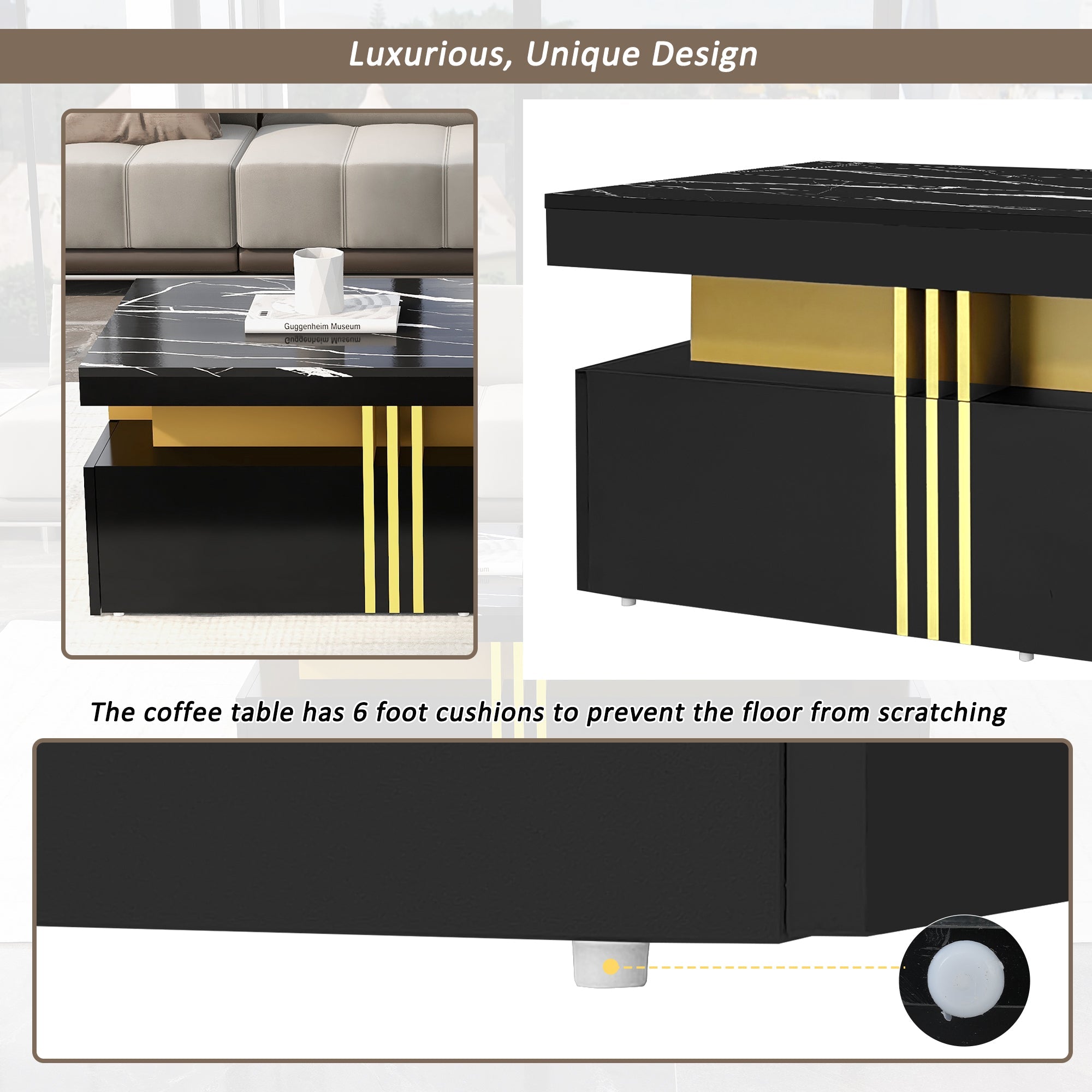 Logidon Moderne Rechthoekige Salontafel Met Hoogglans Blad 100x50 cm