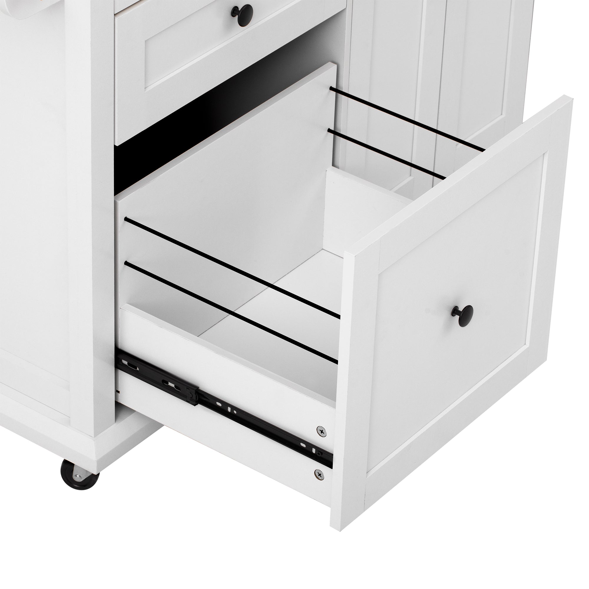 Logidon Mobiel Keukeneiland Wit met Uitschuifbare Eettafel en Laden