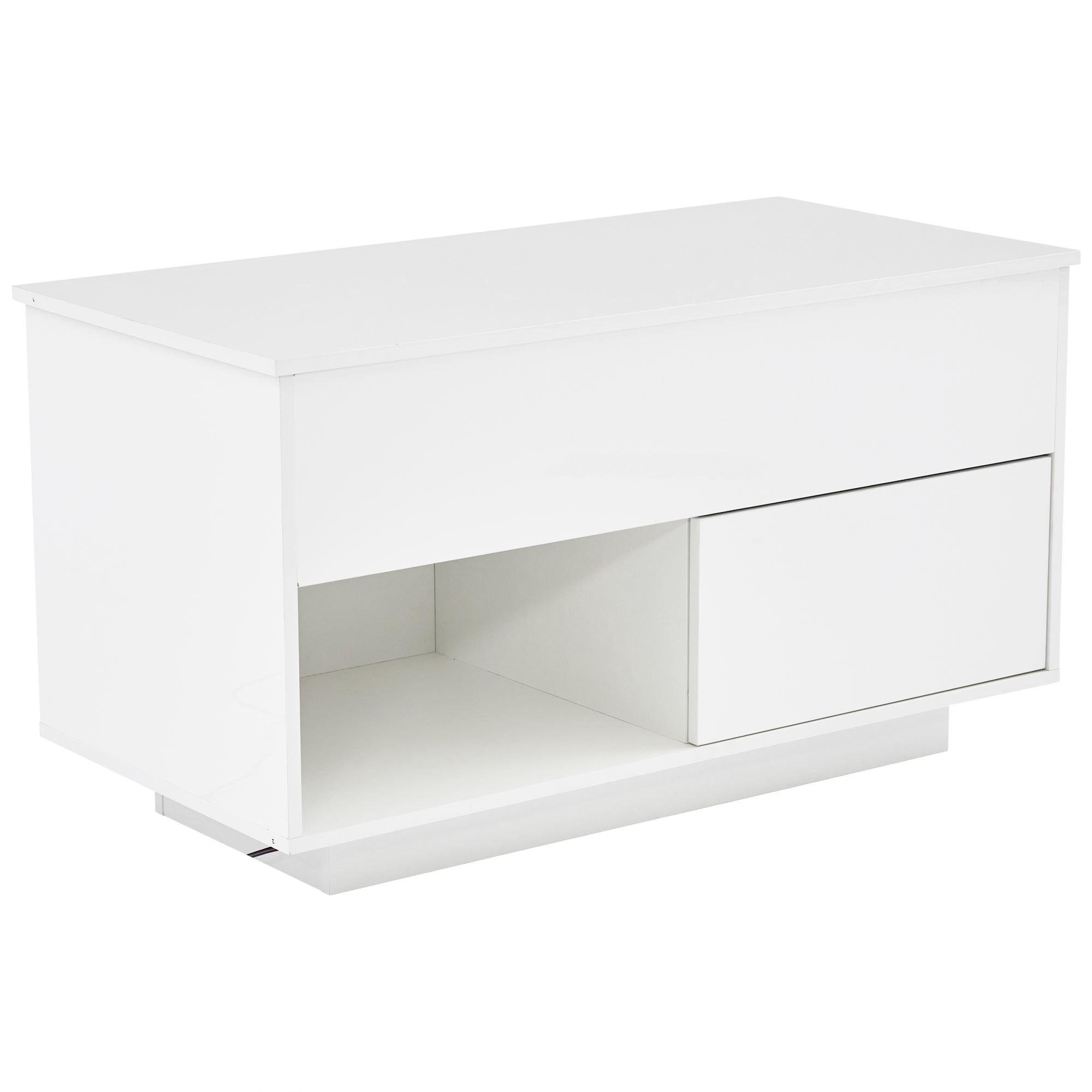 Logidon hoogglans hefsalontafel 100 x 50 cm witte LED-verlichting